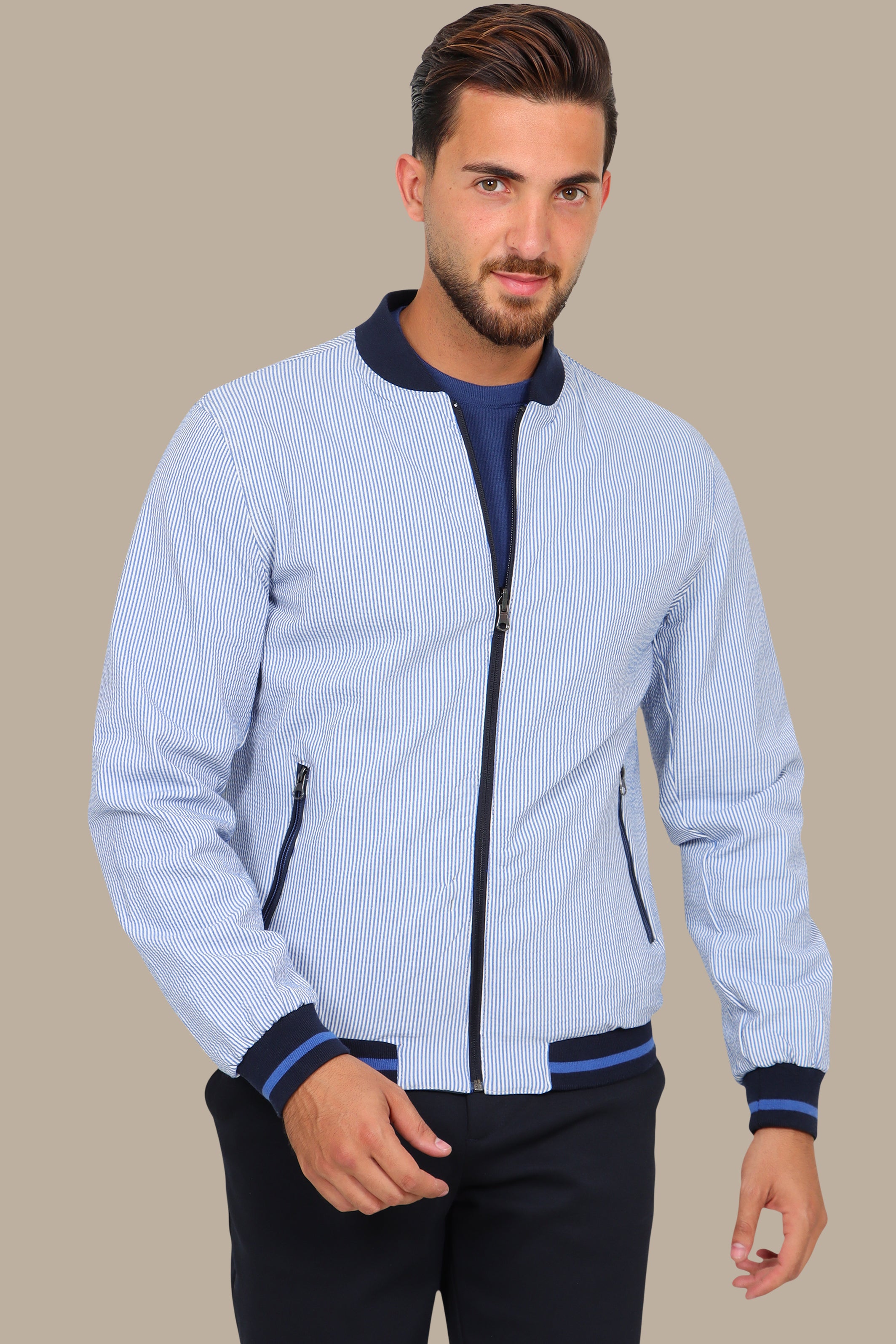 Nautical Elegance: Navy Double-Face Jacket Blouson for Timeless Style