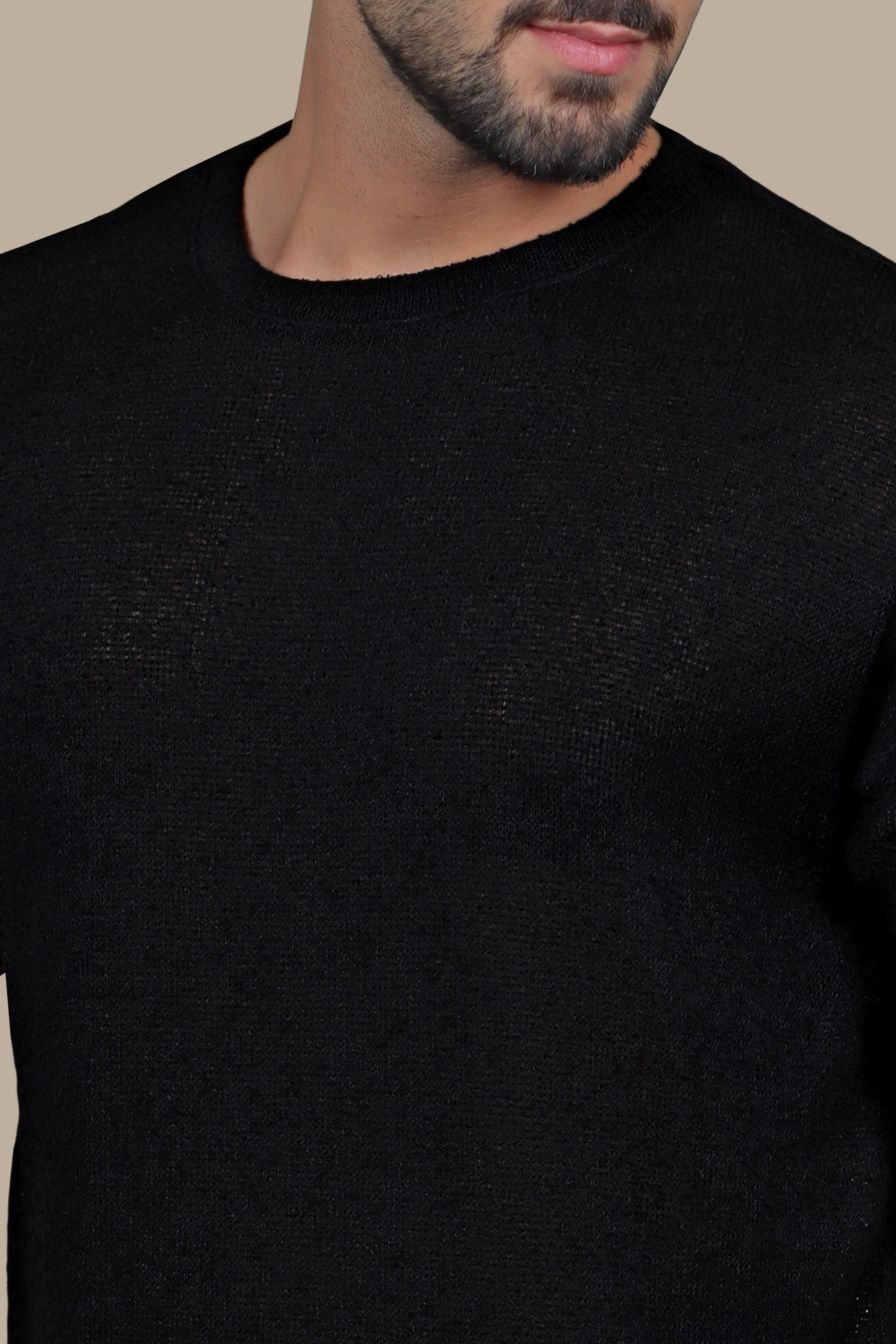 Oversized Knitted Black T-Shirt