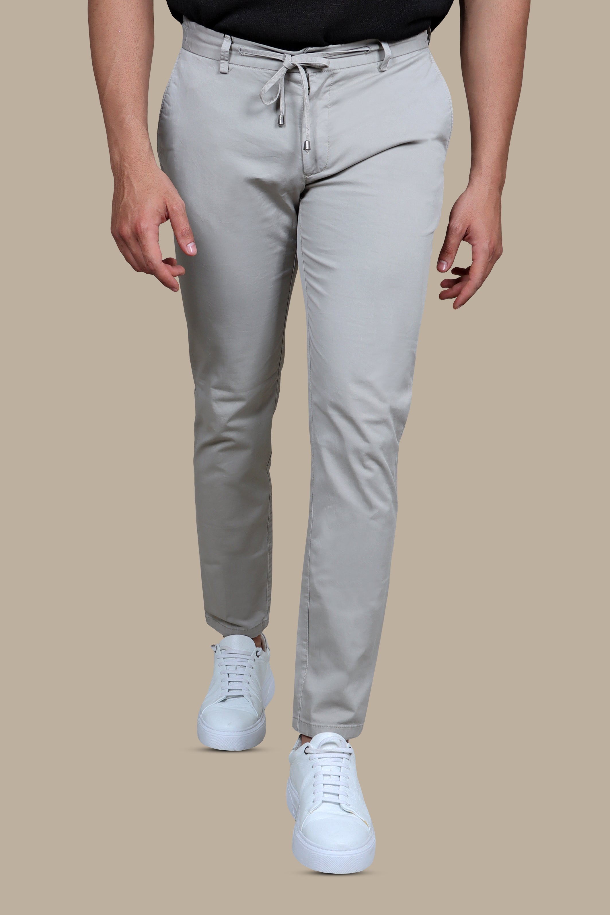 Fashion Trouser With Elastic Band | Light Gray