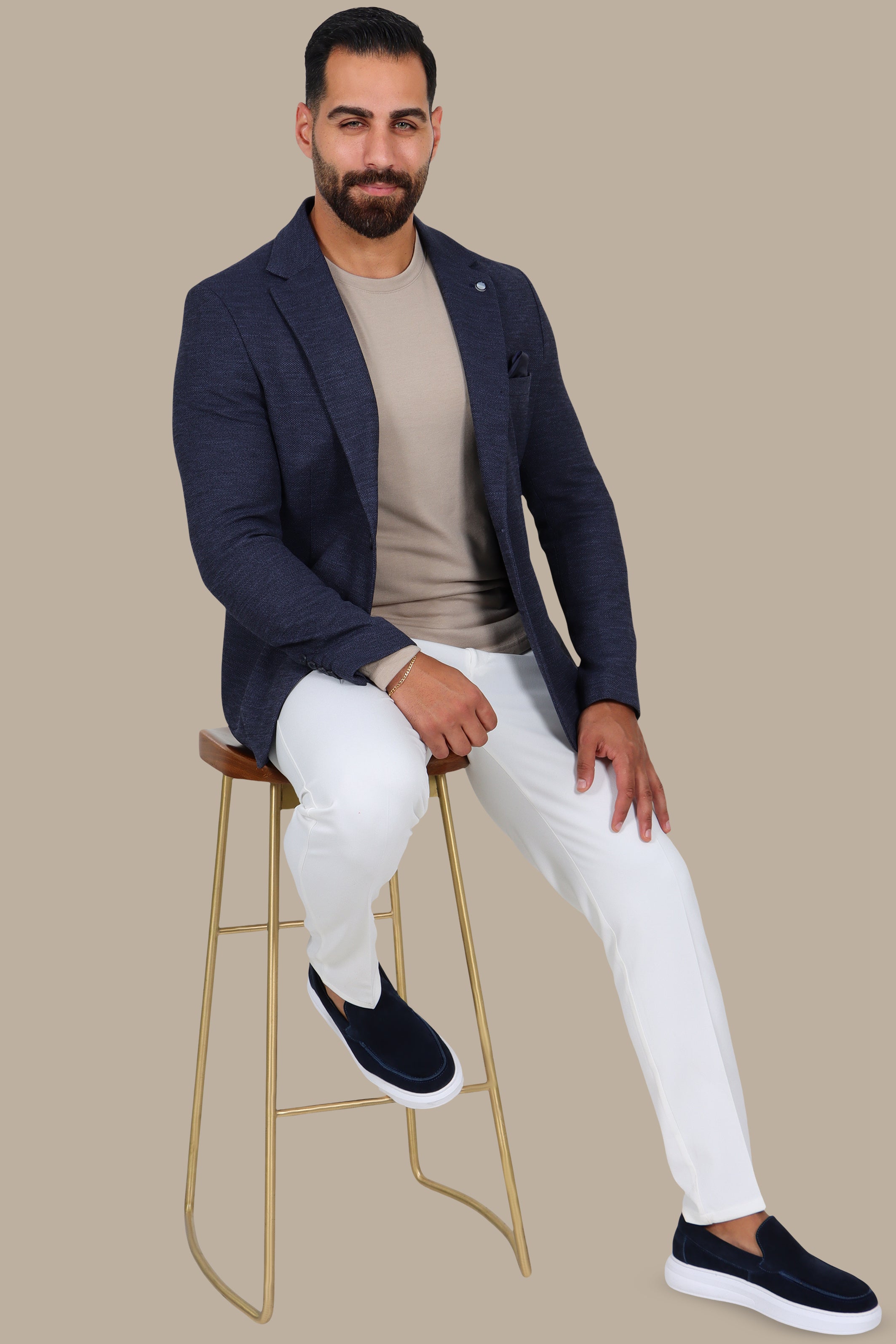 Navy Notch Lapel Blazer