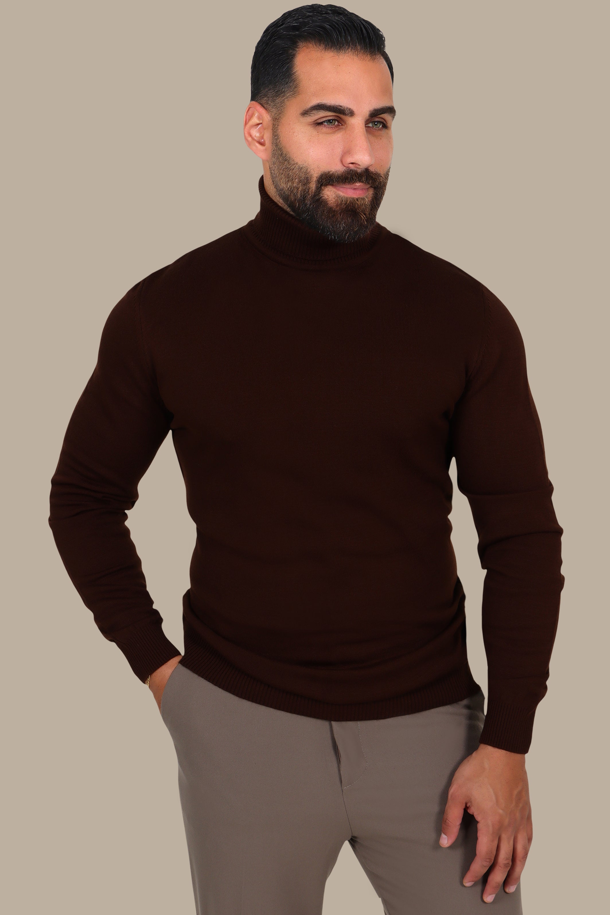 Brown Turtle Neck Sweater