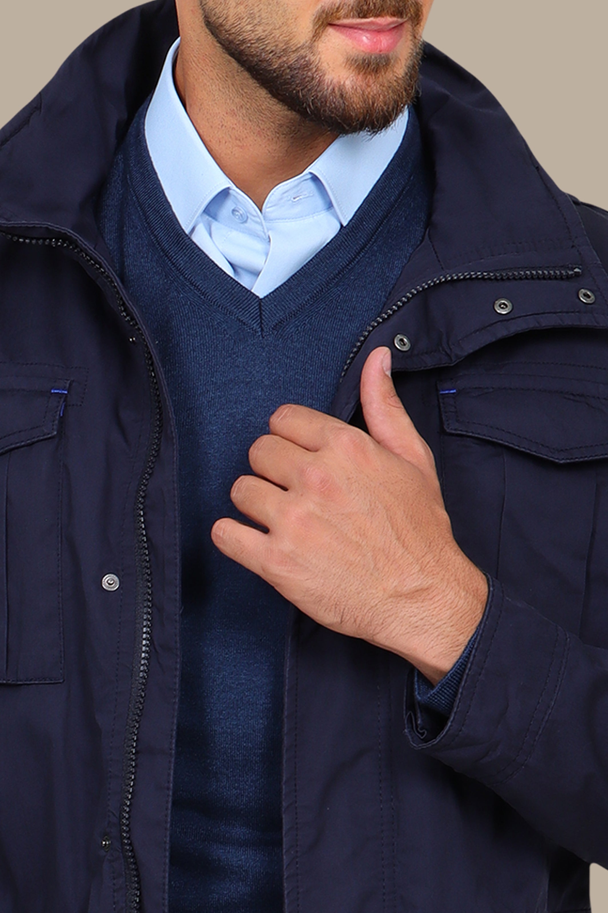 Navy Safari Jacket