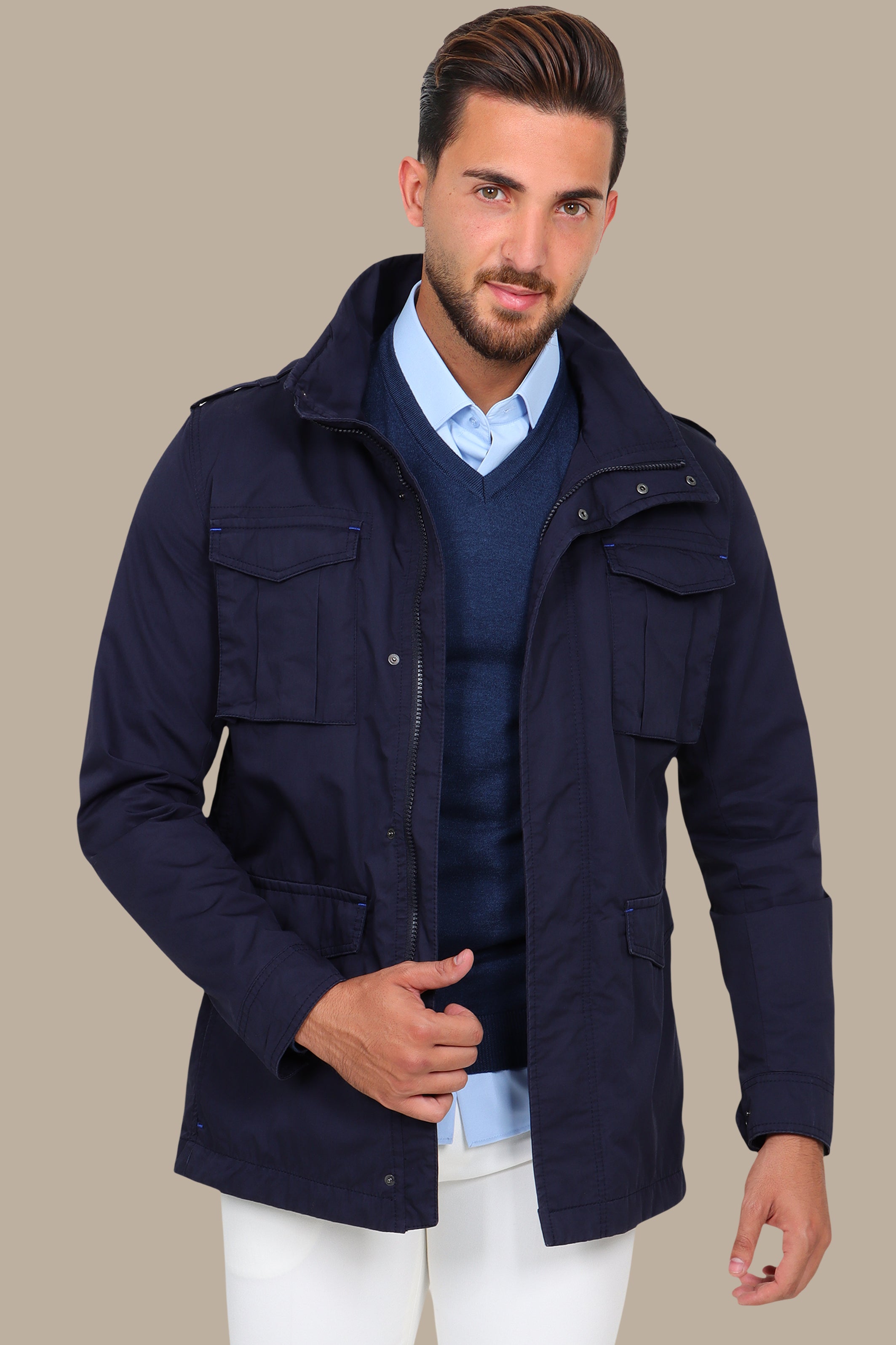 Navy Safari Jacket