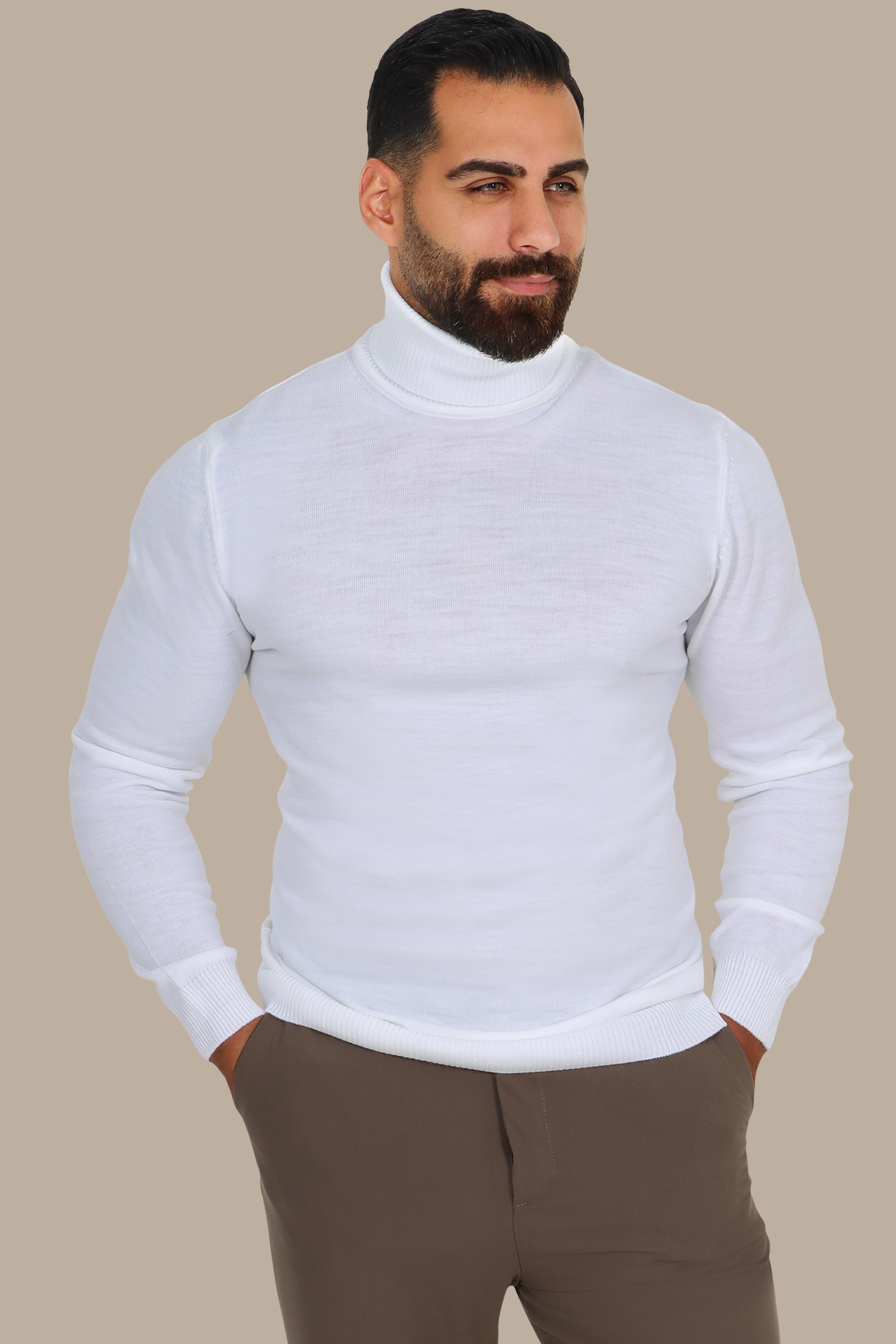 Classic White Turtle Neck Sweater
