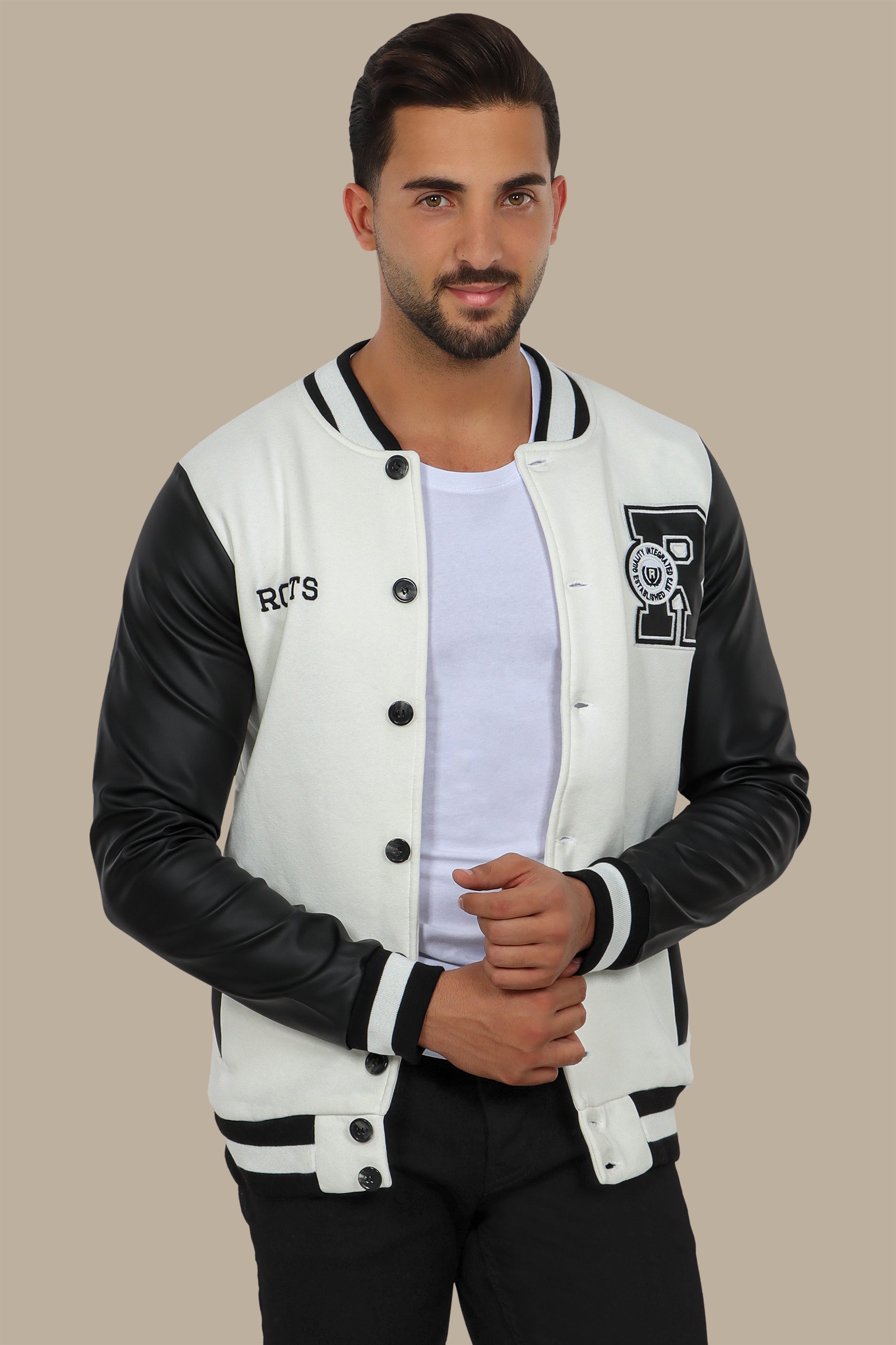 Whiteout Bomber Jacket: Patched Perfection for Your Street Style