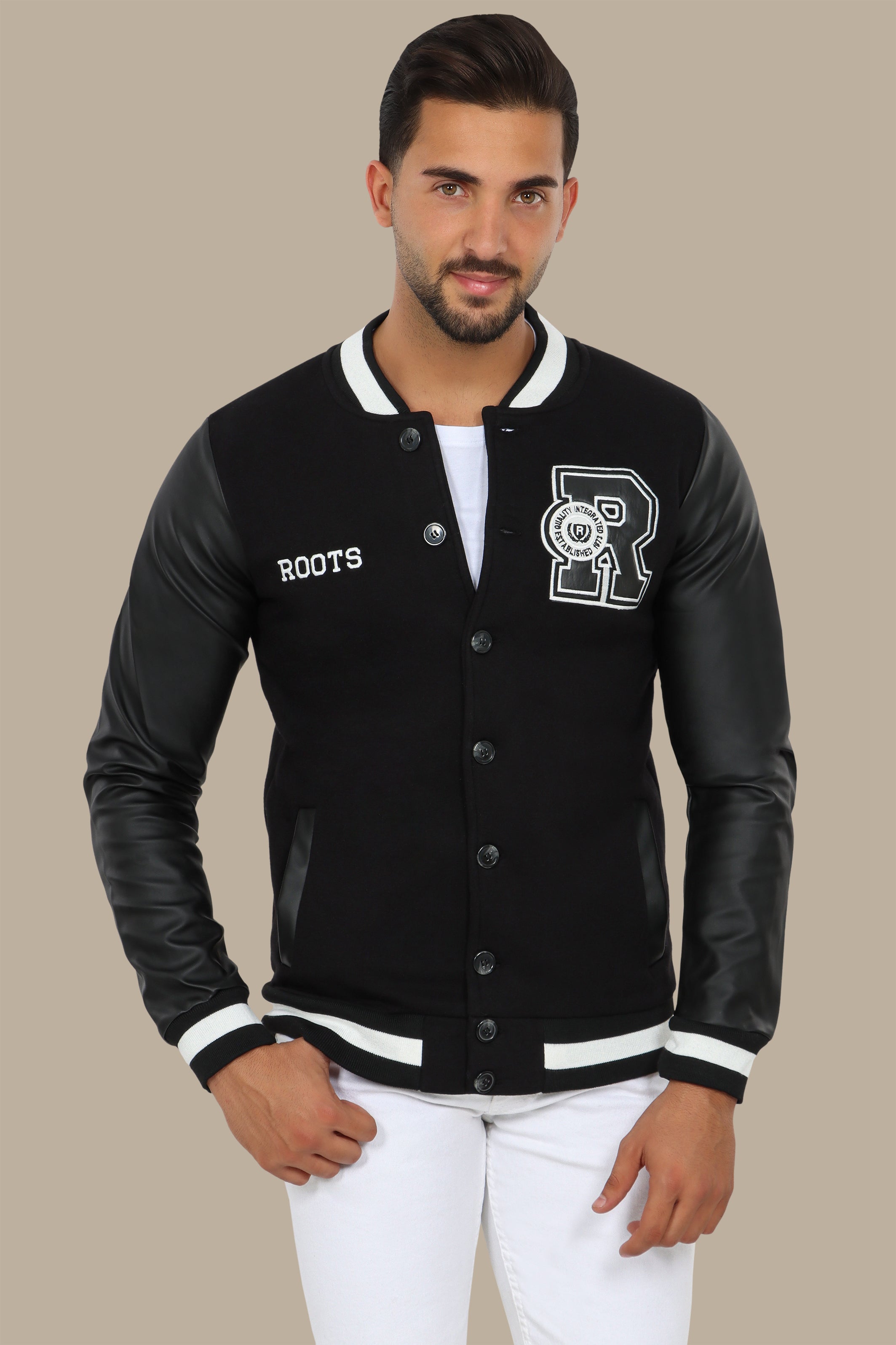 Black Patched Bomber Jacket: Classic Cool with a Stylish Edge