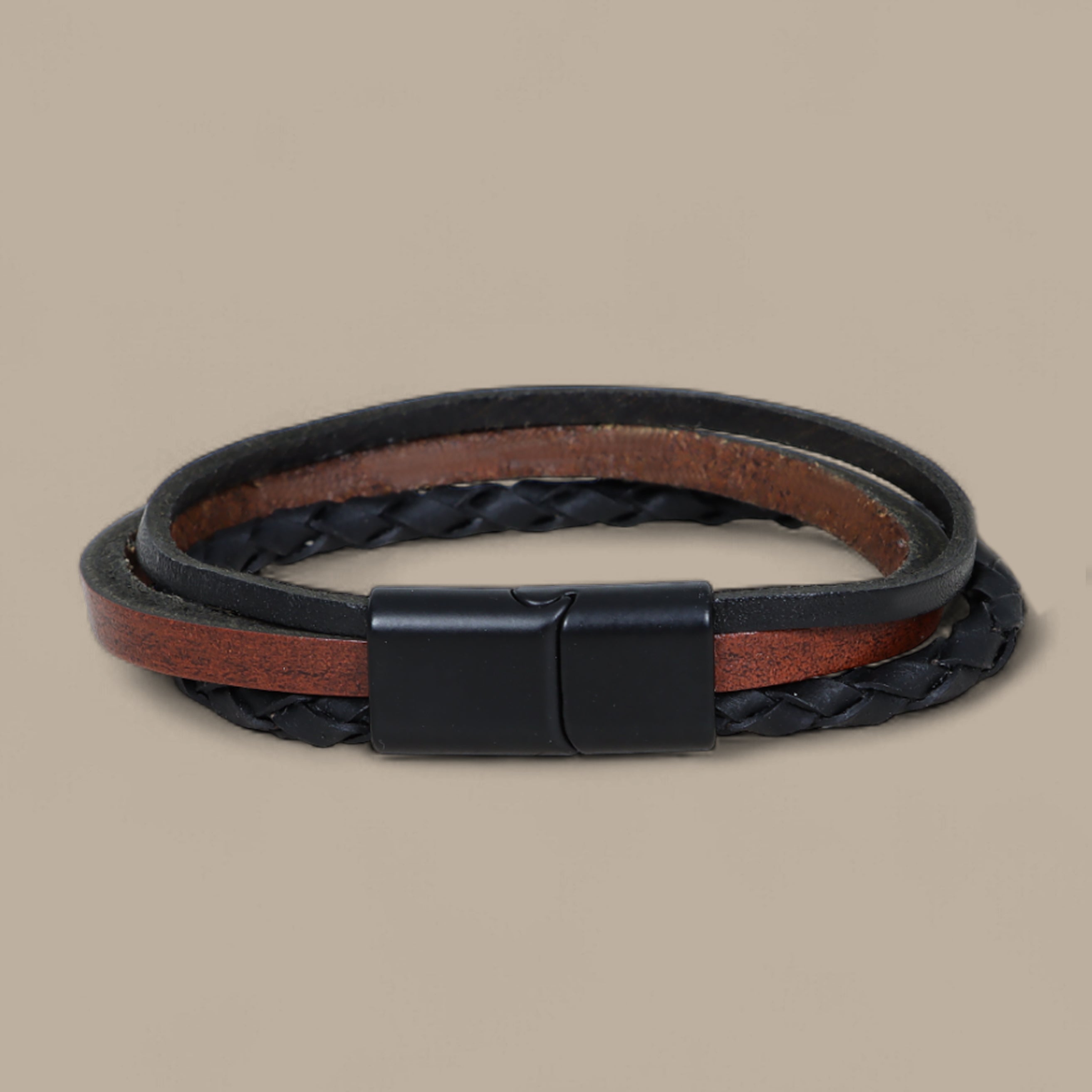 Havane Three-Layer Leather Bracelet