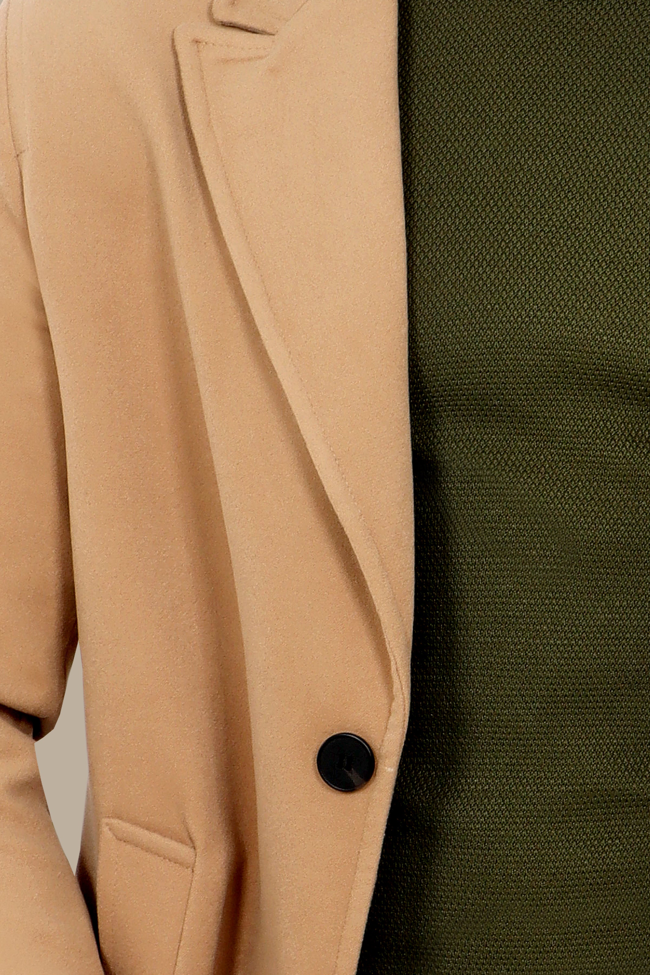 Oversized Beige Coat with Peak Lapels