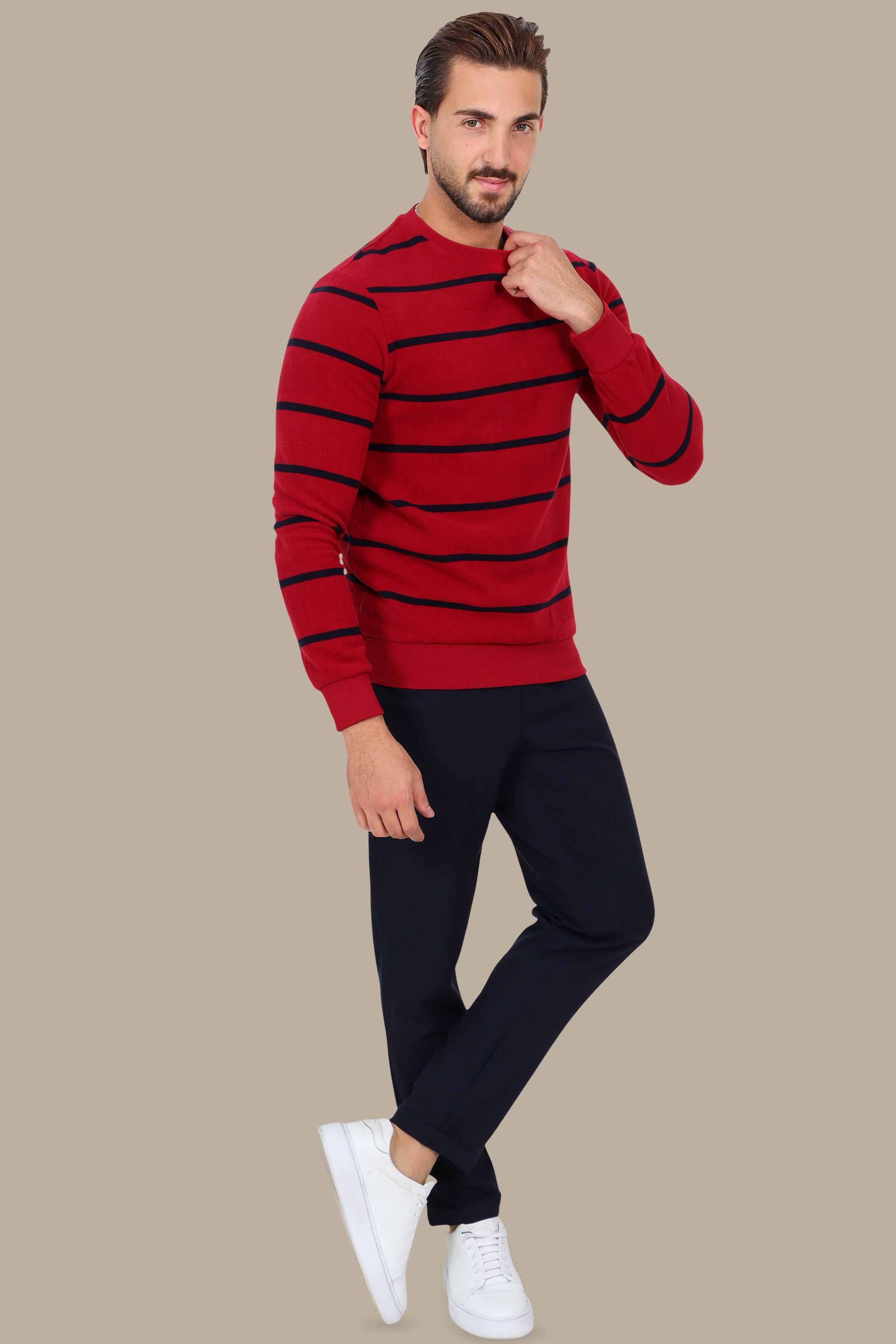 Red Velvet Breton Sweater