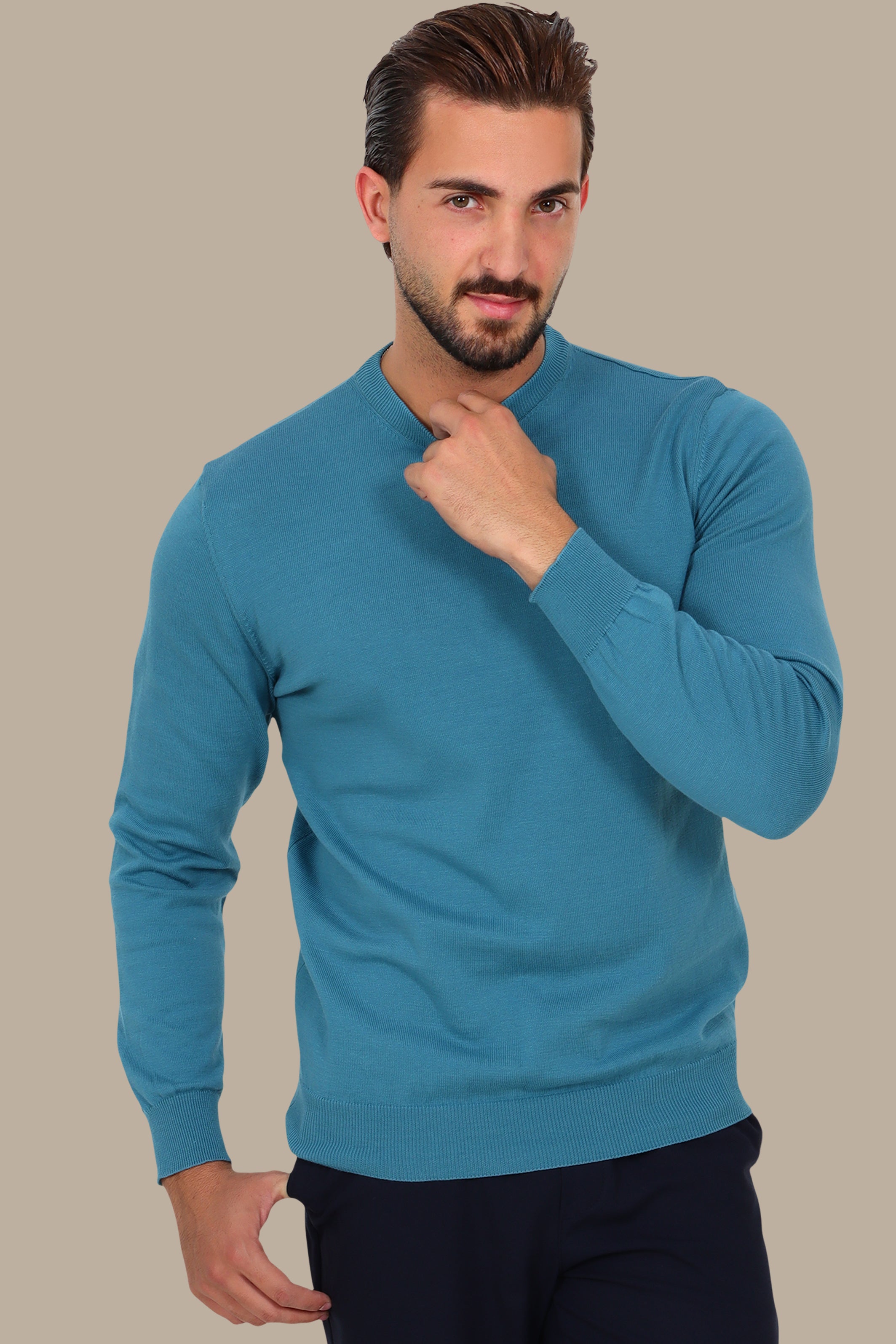 Petrol Round-Neck Sweater