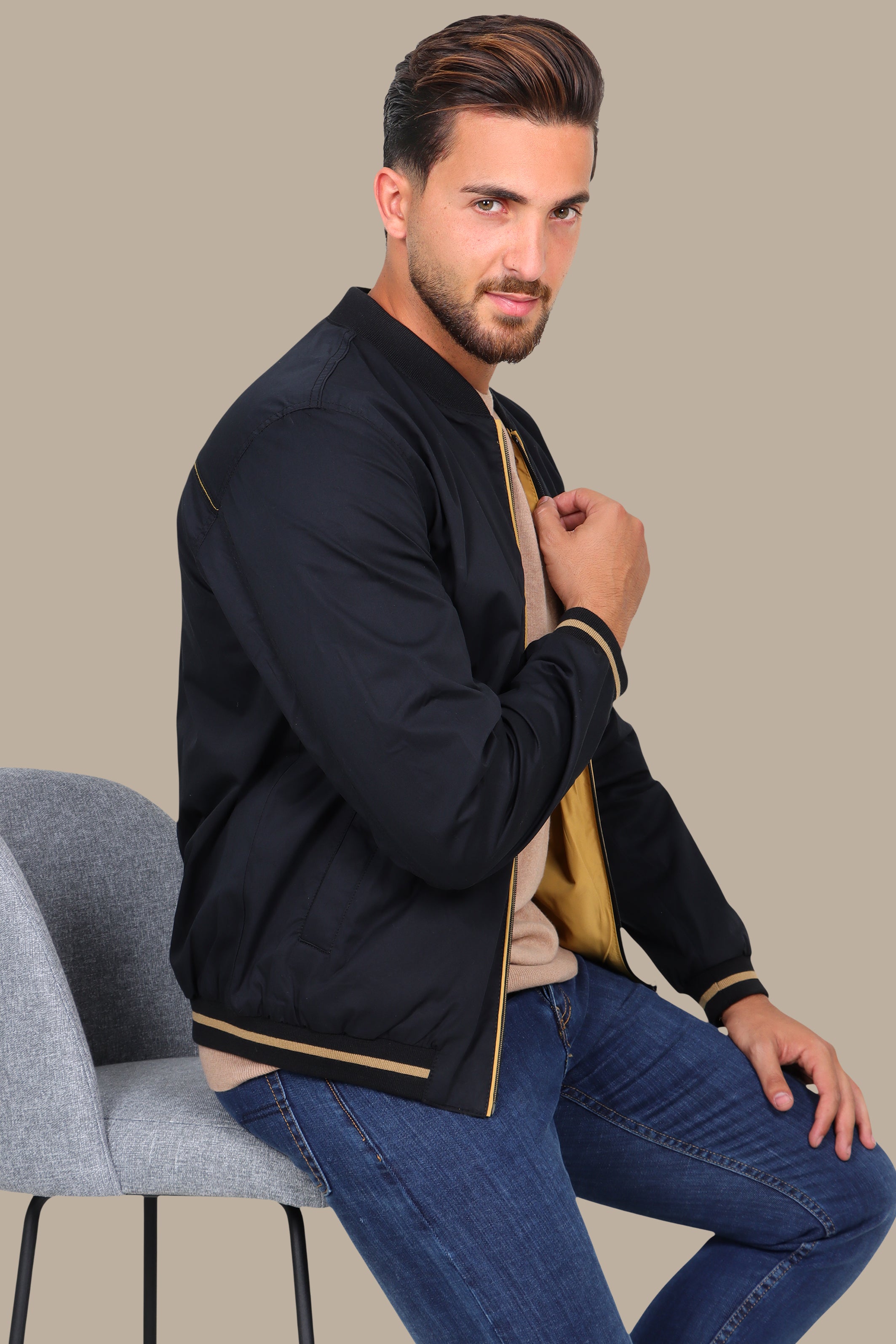 Mustard Double Face Blouson Jacket