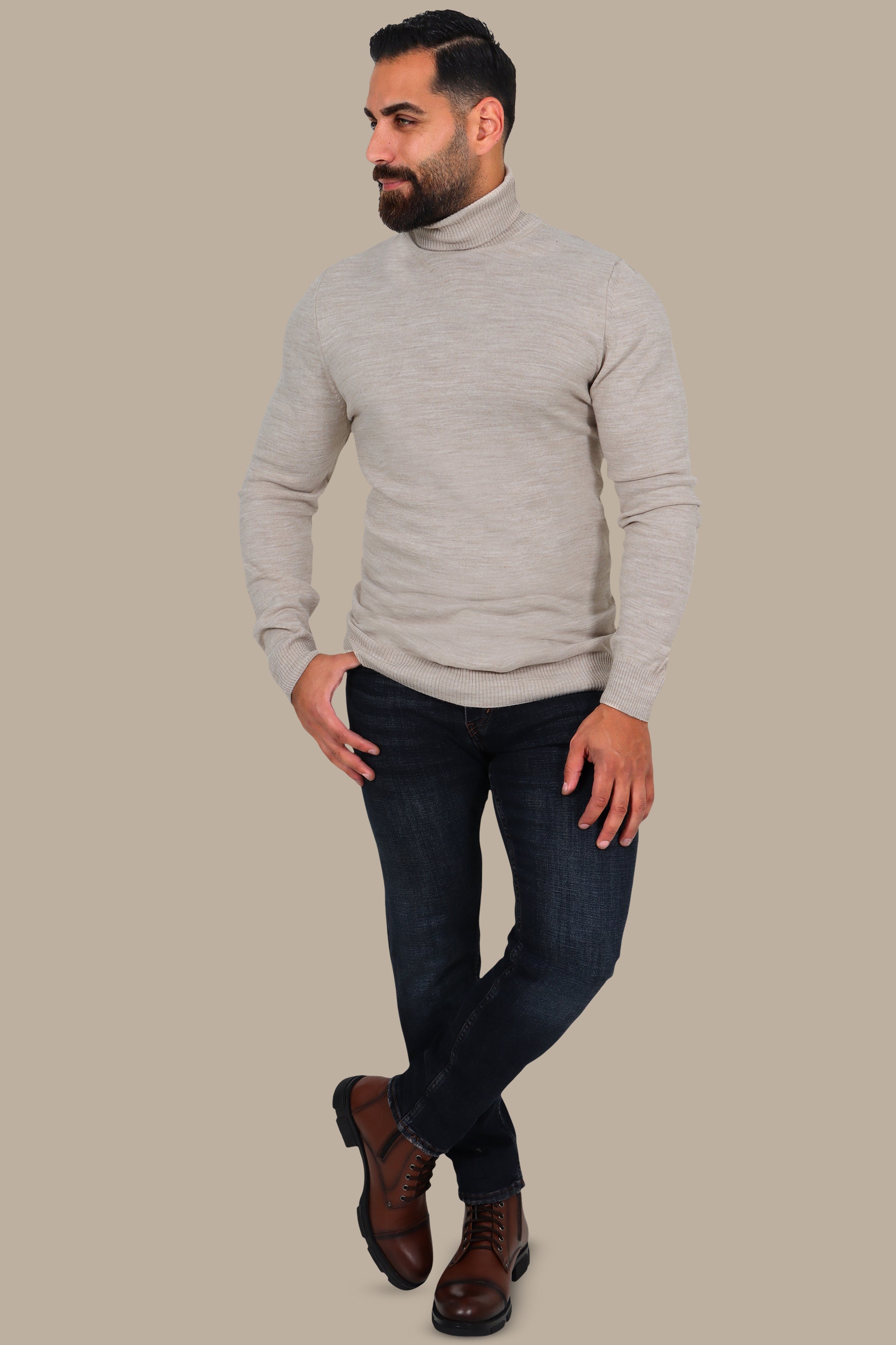 Beige Turtle Neck Sweater