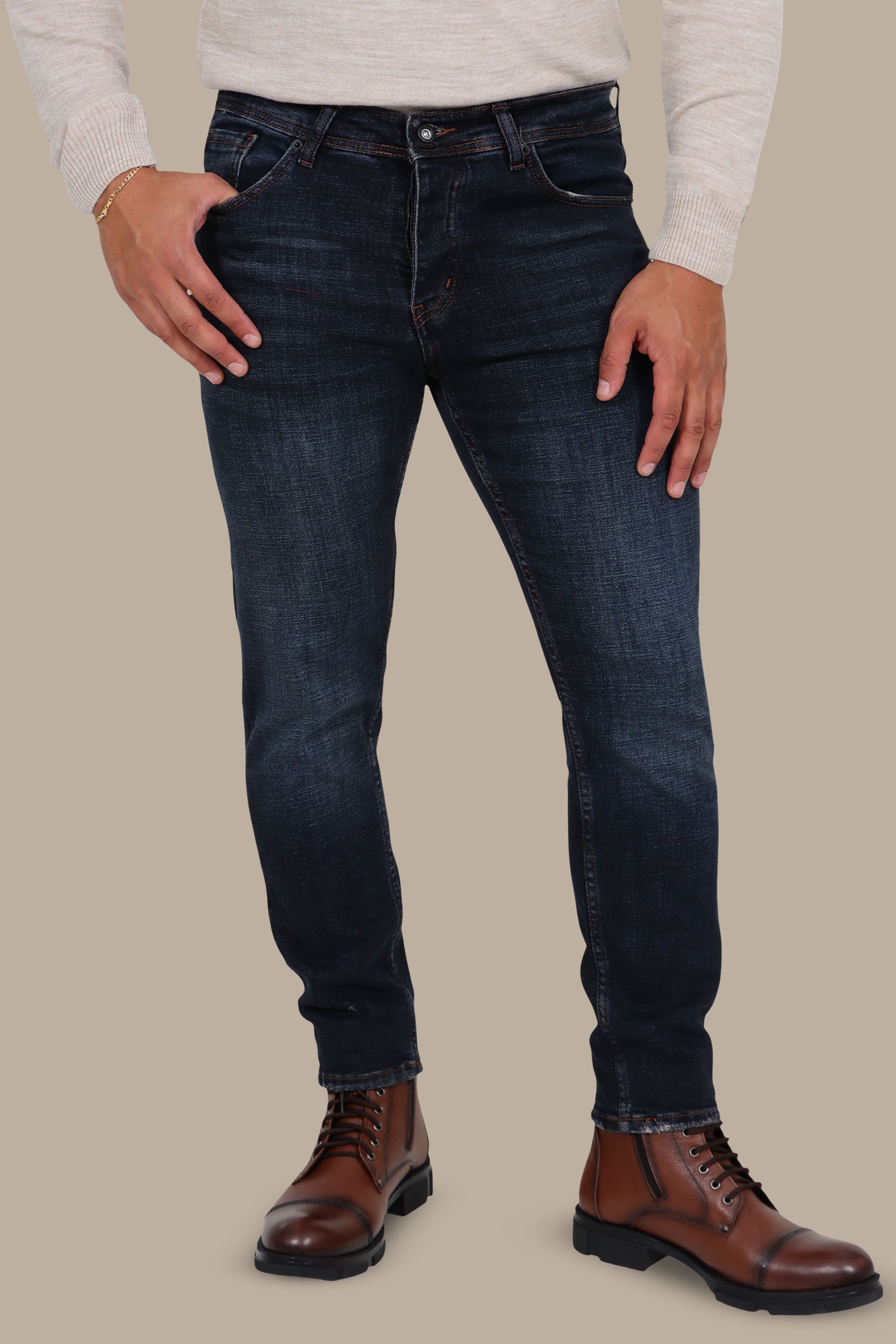 Dark Navy Tie-Dye Slim Jeans