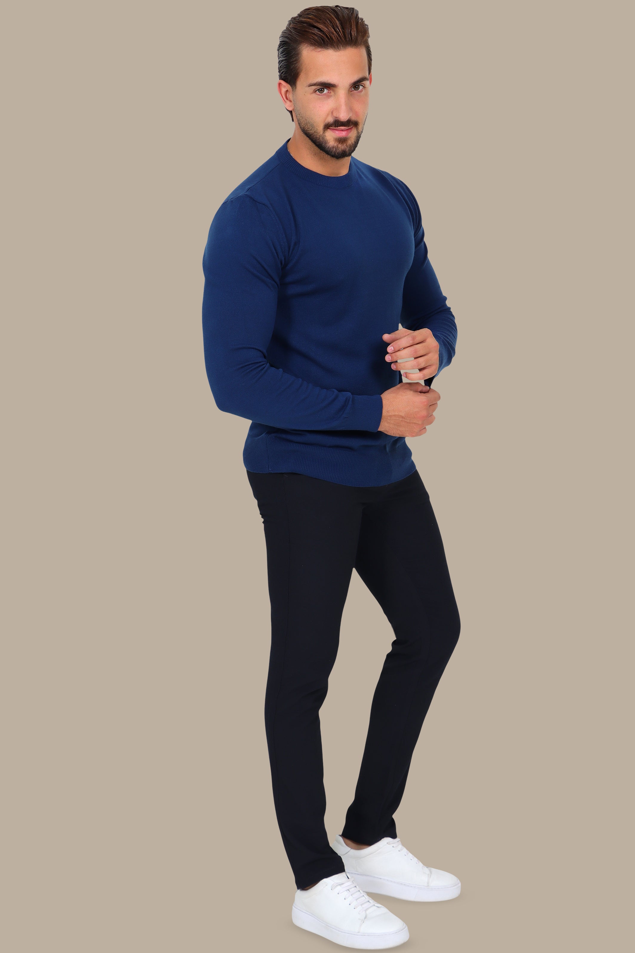 Blue Round-Neck Sweater