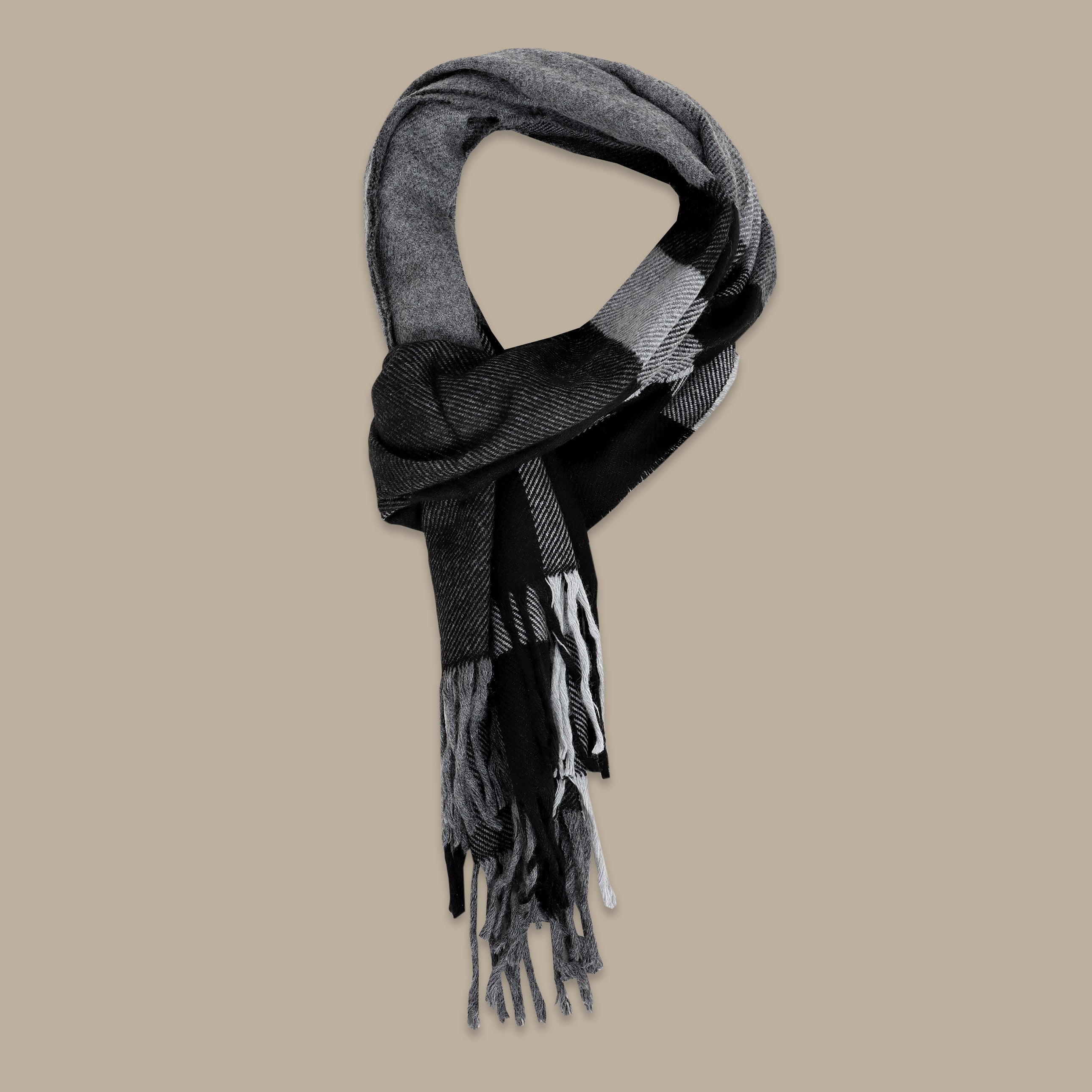 Grey Scarf with 6-Layer Printed Cut