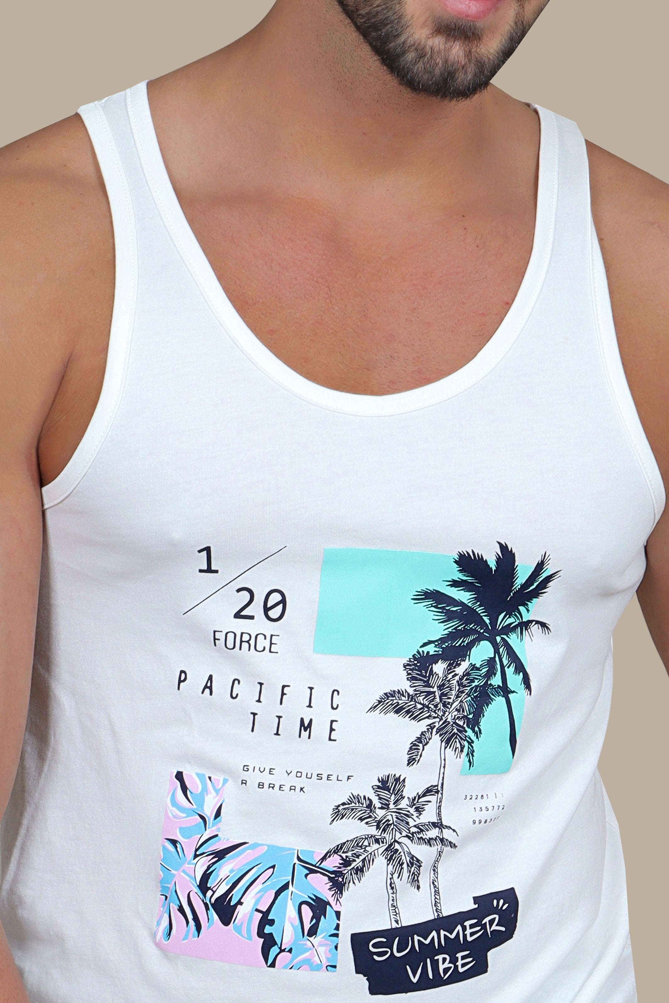 Pure Summer: White Sleeveless Vibes Shirt