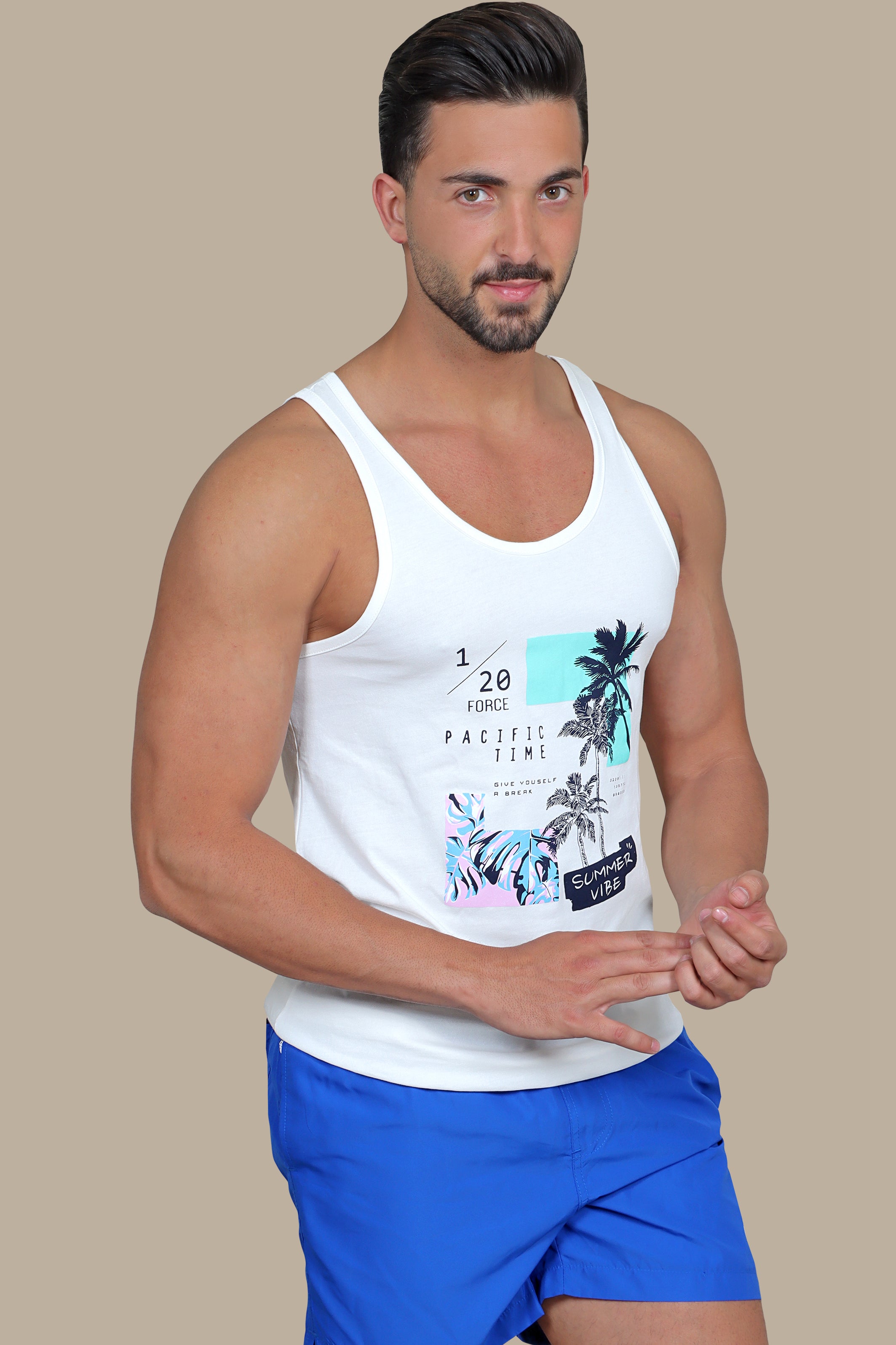 Pure Summer: White Sleeveless Vibes Shirt