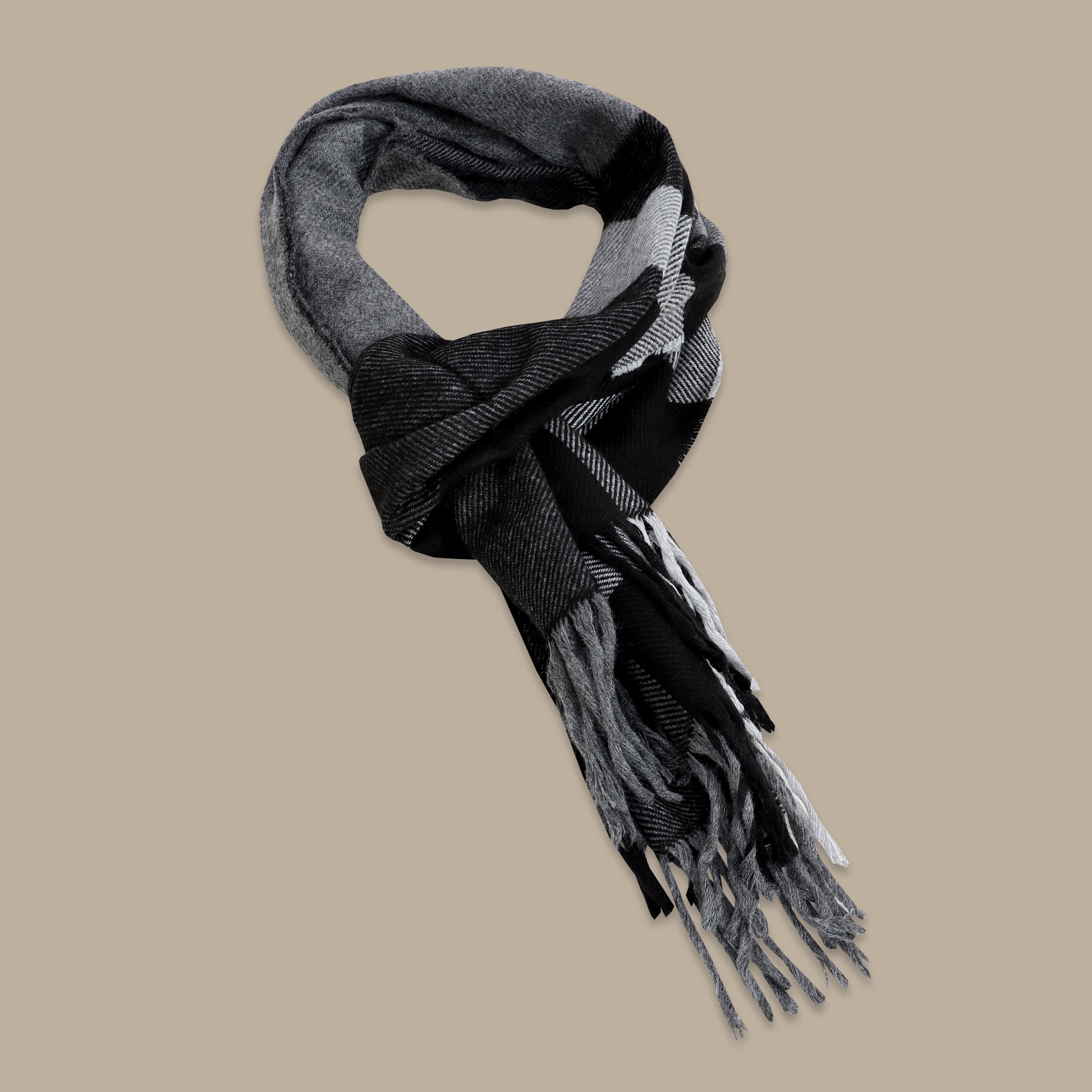 Grey Scarf with 6-Layer Printed Cut