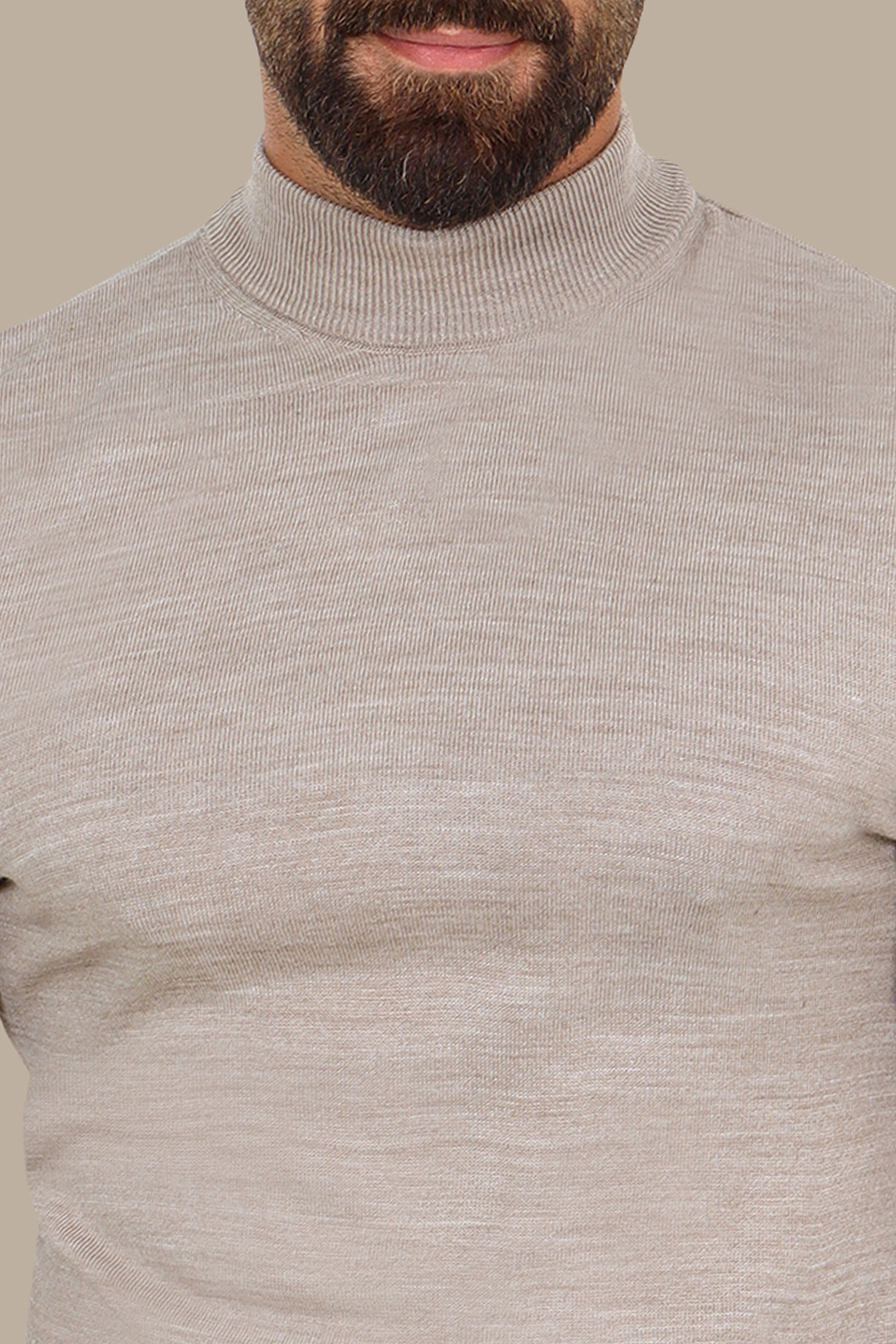 Beige High Neck Sweater