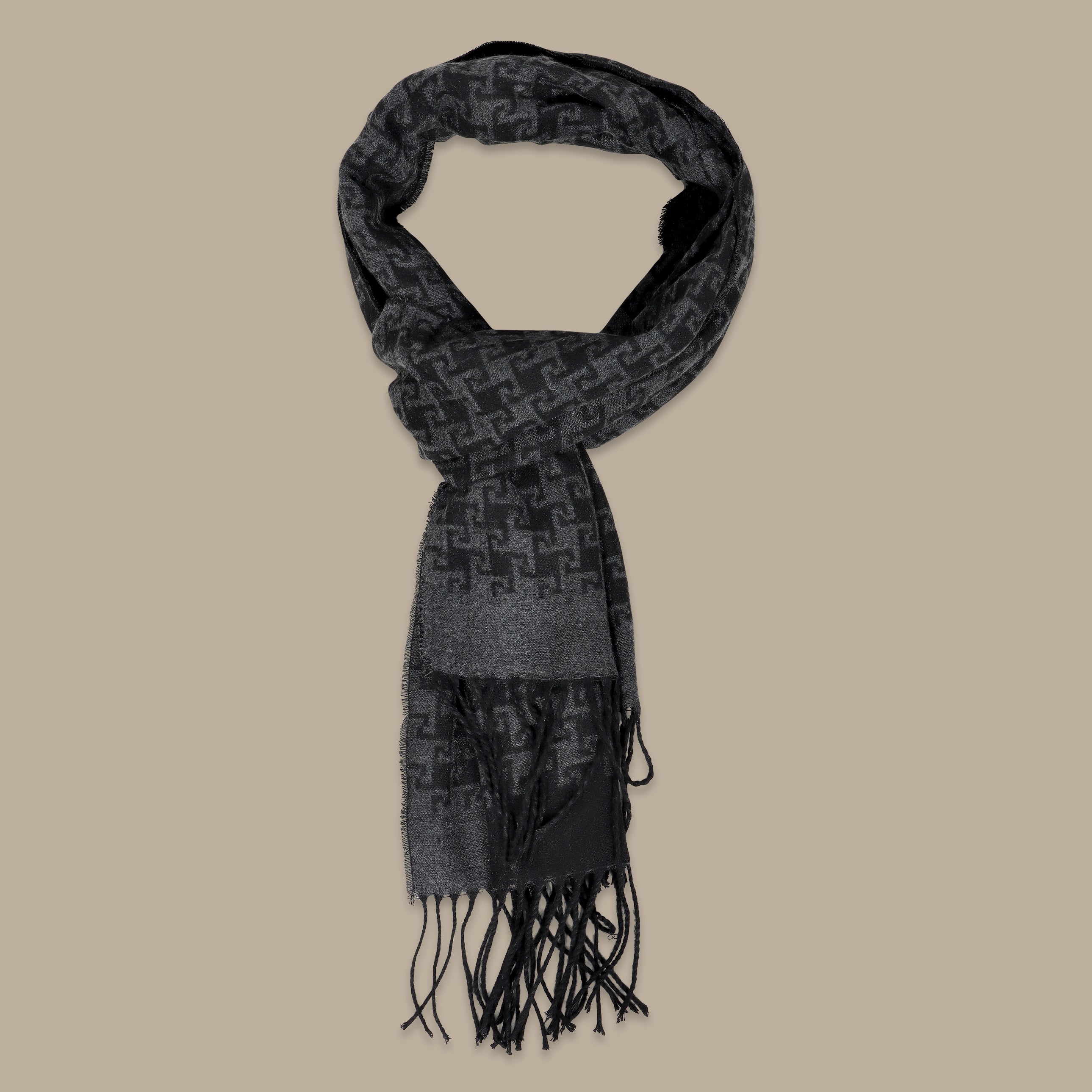 Geometric Pattern Scarf in Grey