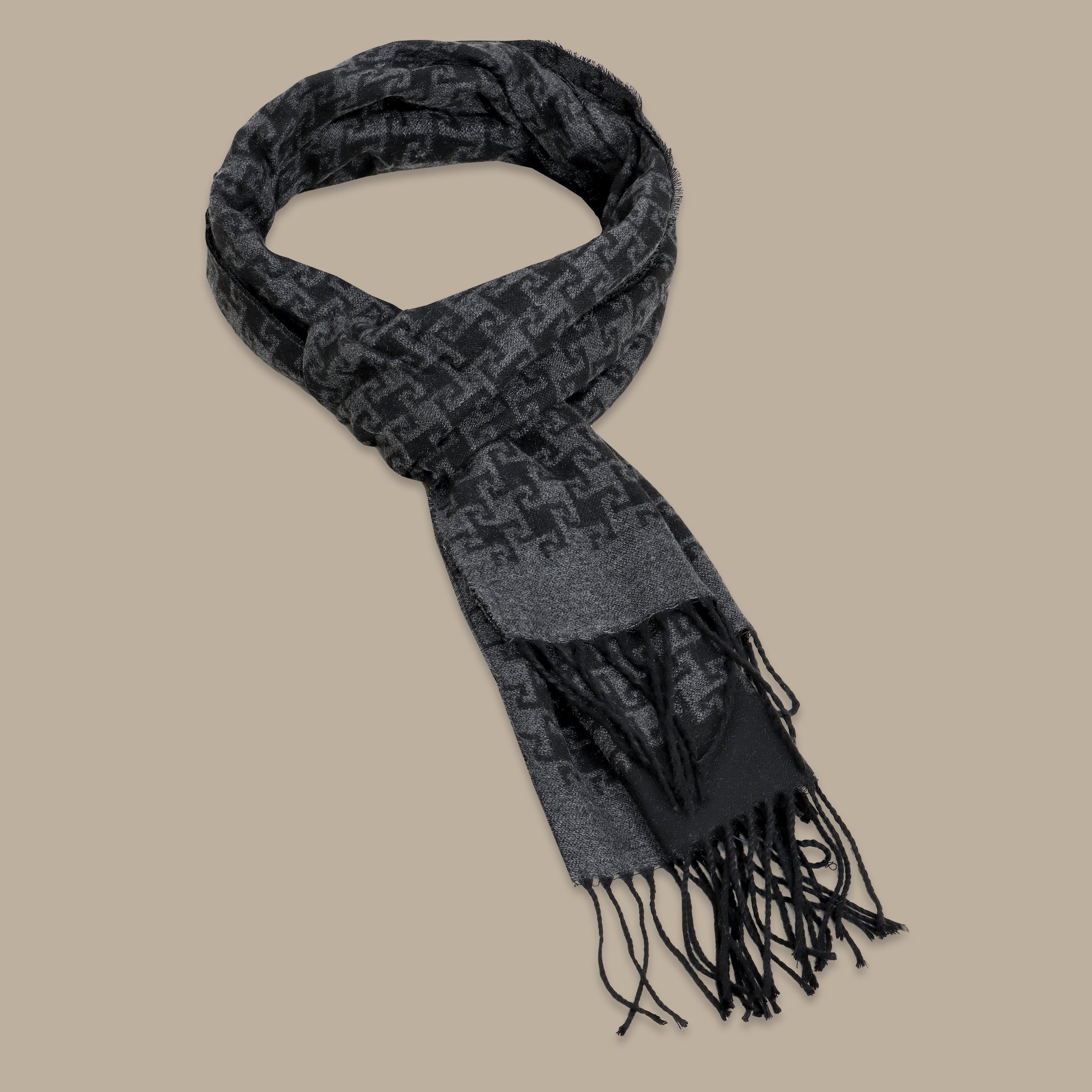 Geometric Pattern Scarf in Grey