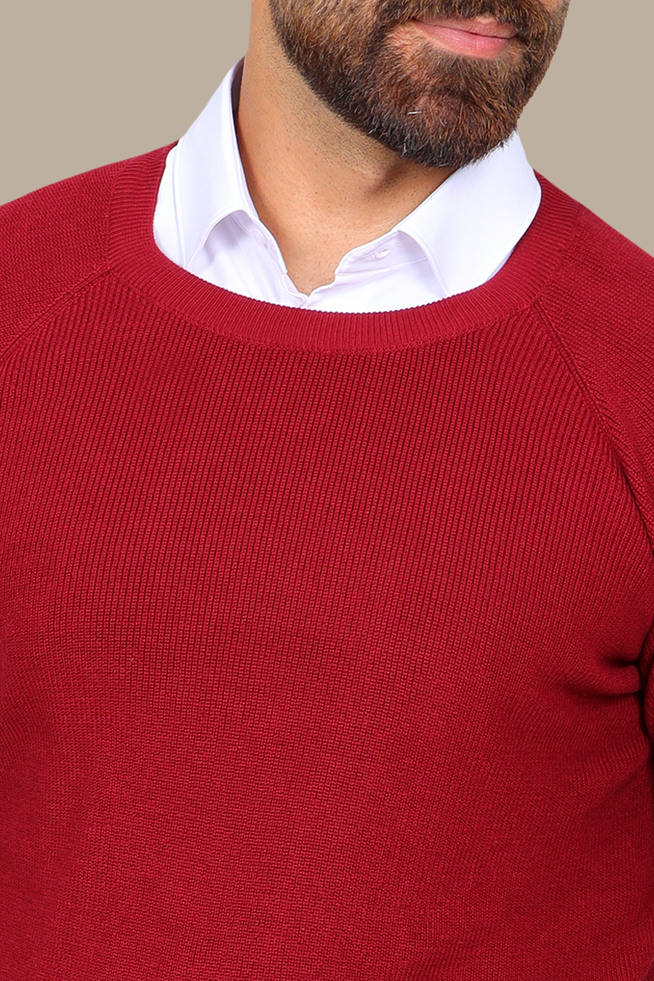 Bordeaux Round Neck Sweater with Shoulder Cup