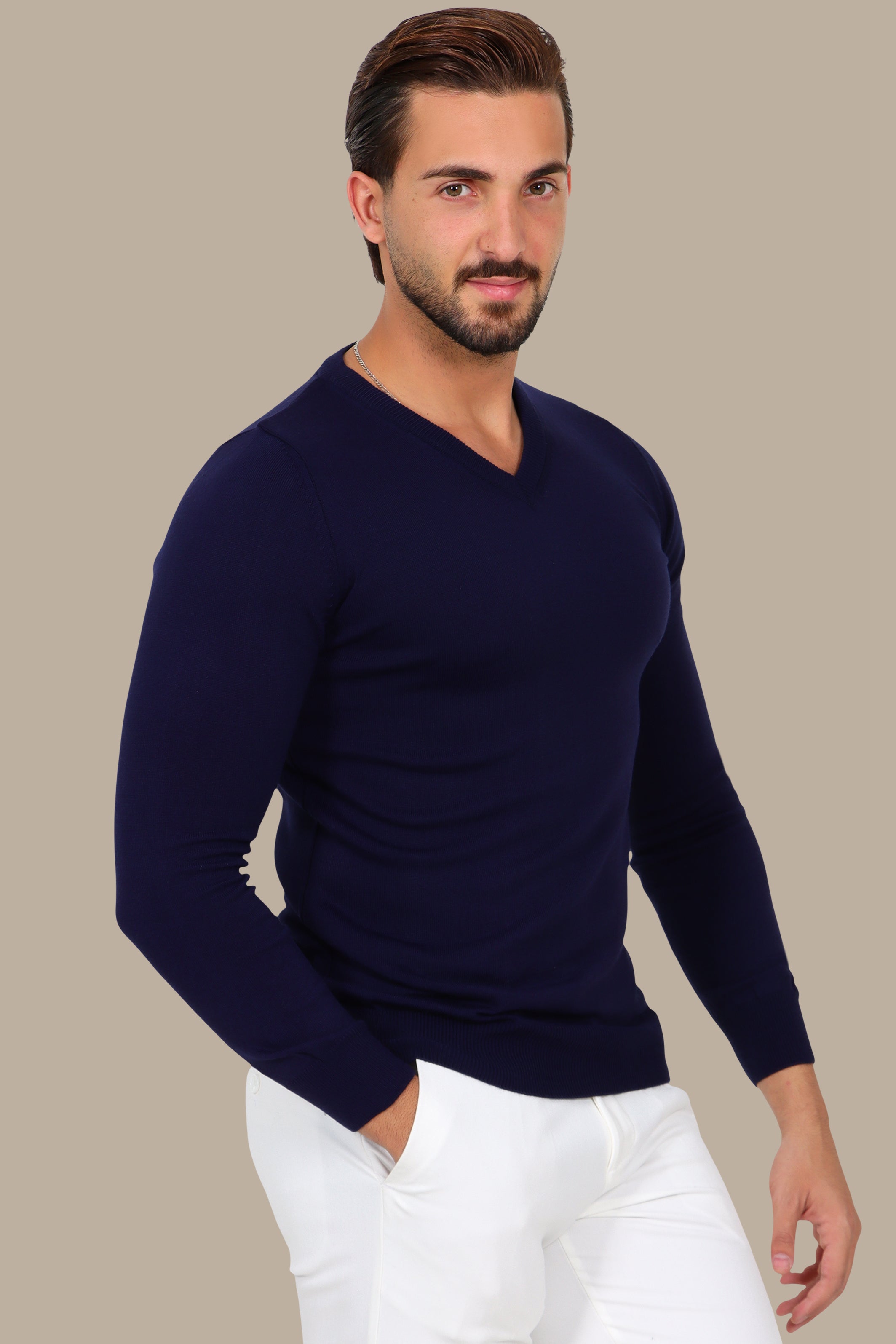 Navy V-Neck Sweater