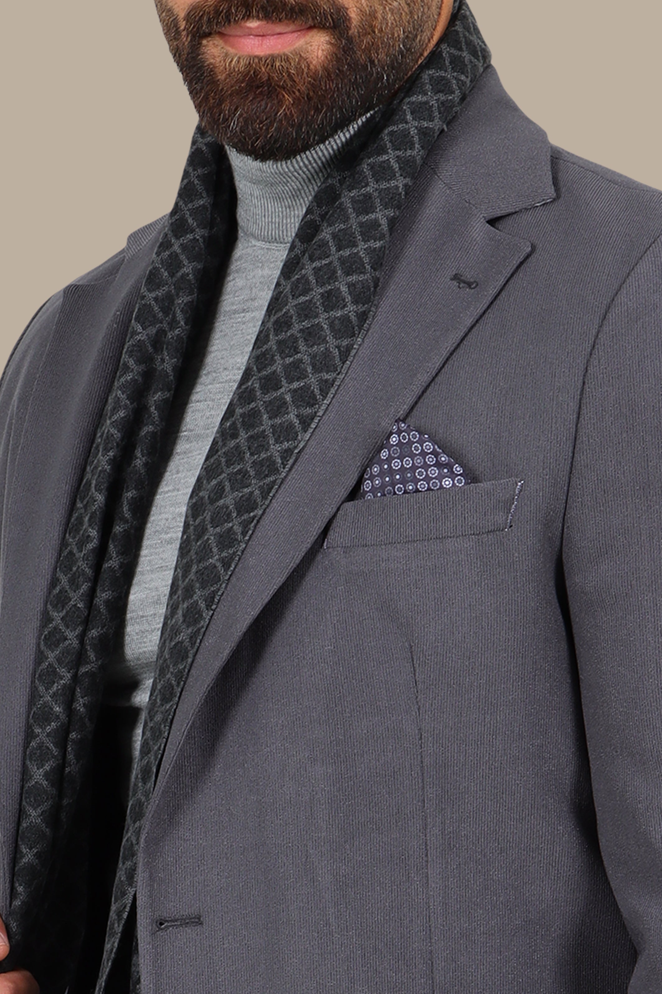 Slim Fit Corduroy Blazer with Notch Lapel in Grey