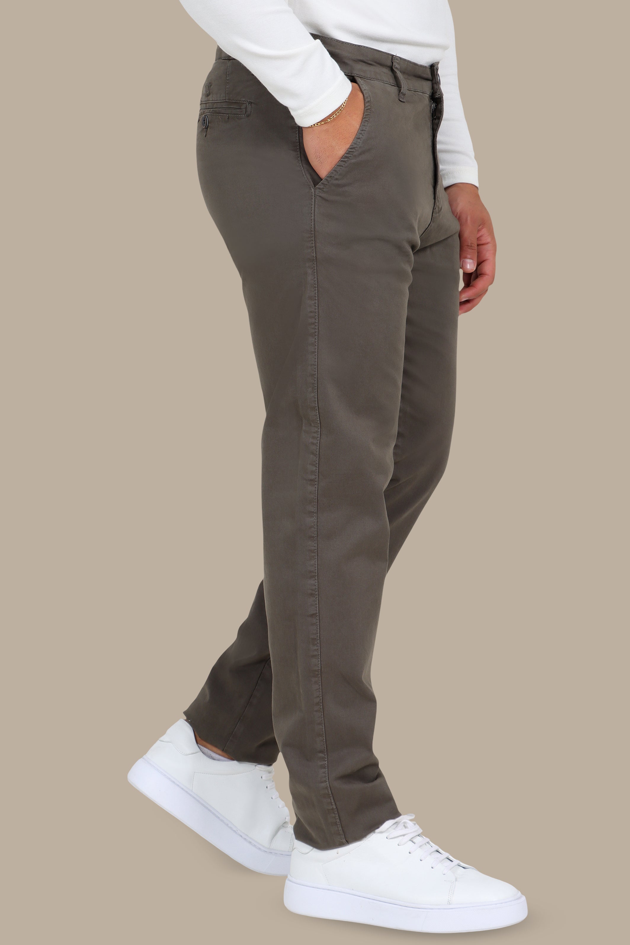 Regular Fit Chino in Khaki – Big Sizes