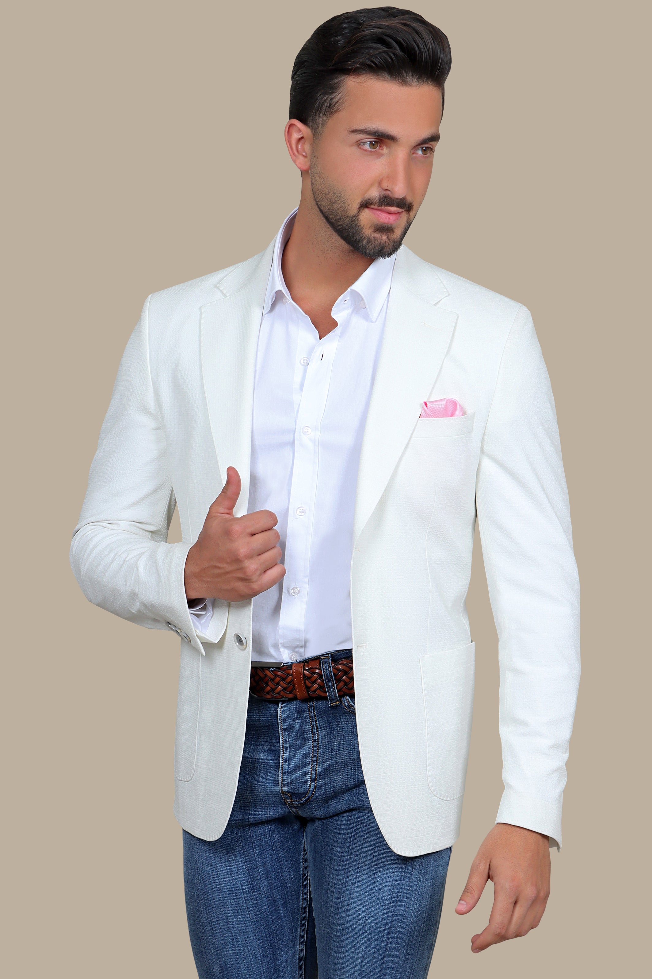 White Notch Lapel Blazer Patch