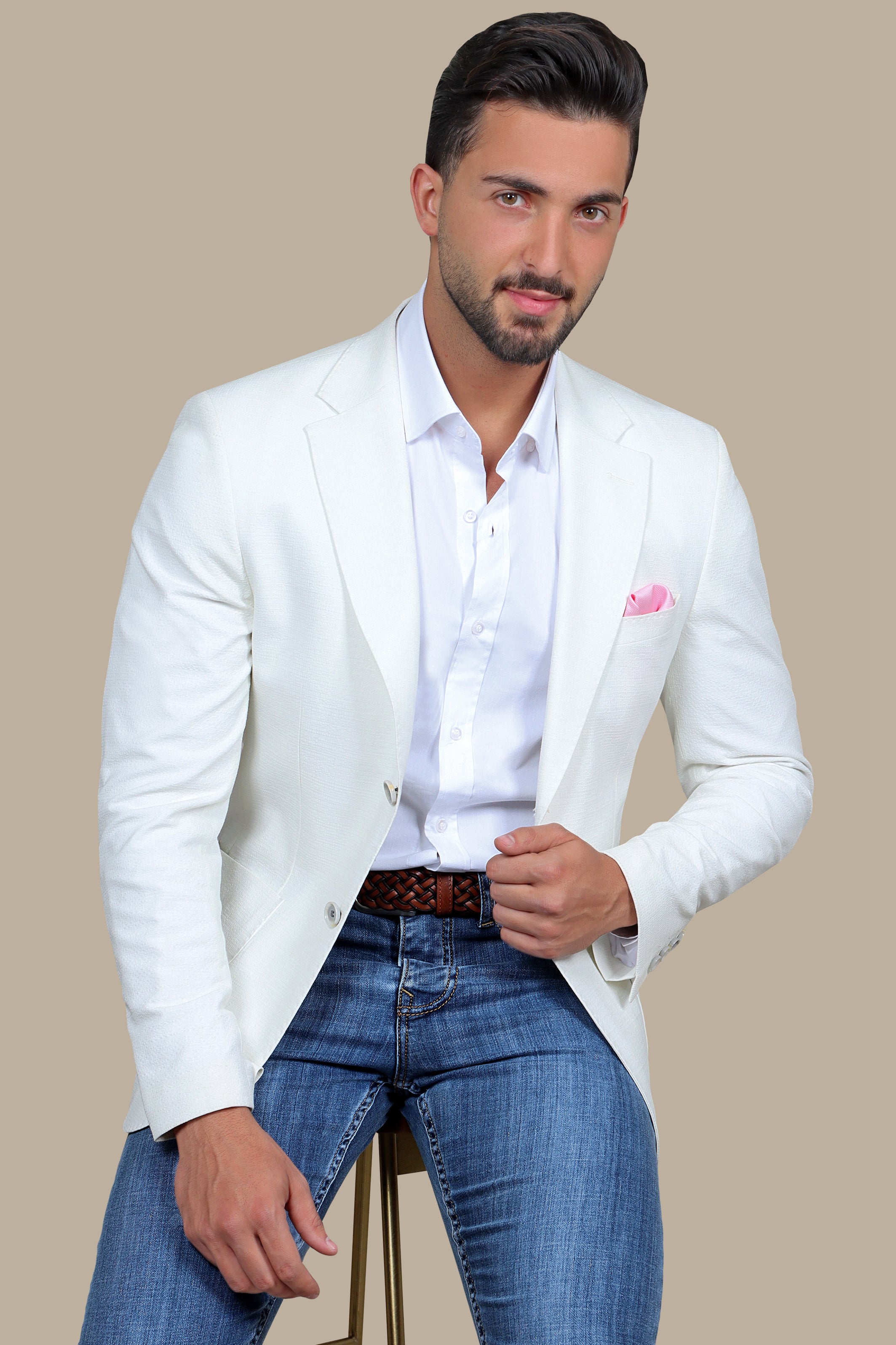 White Notch Lapel Blazer Patch