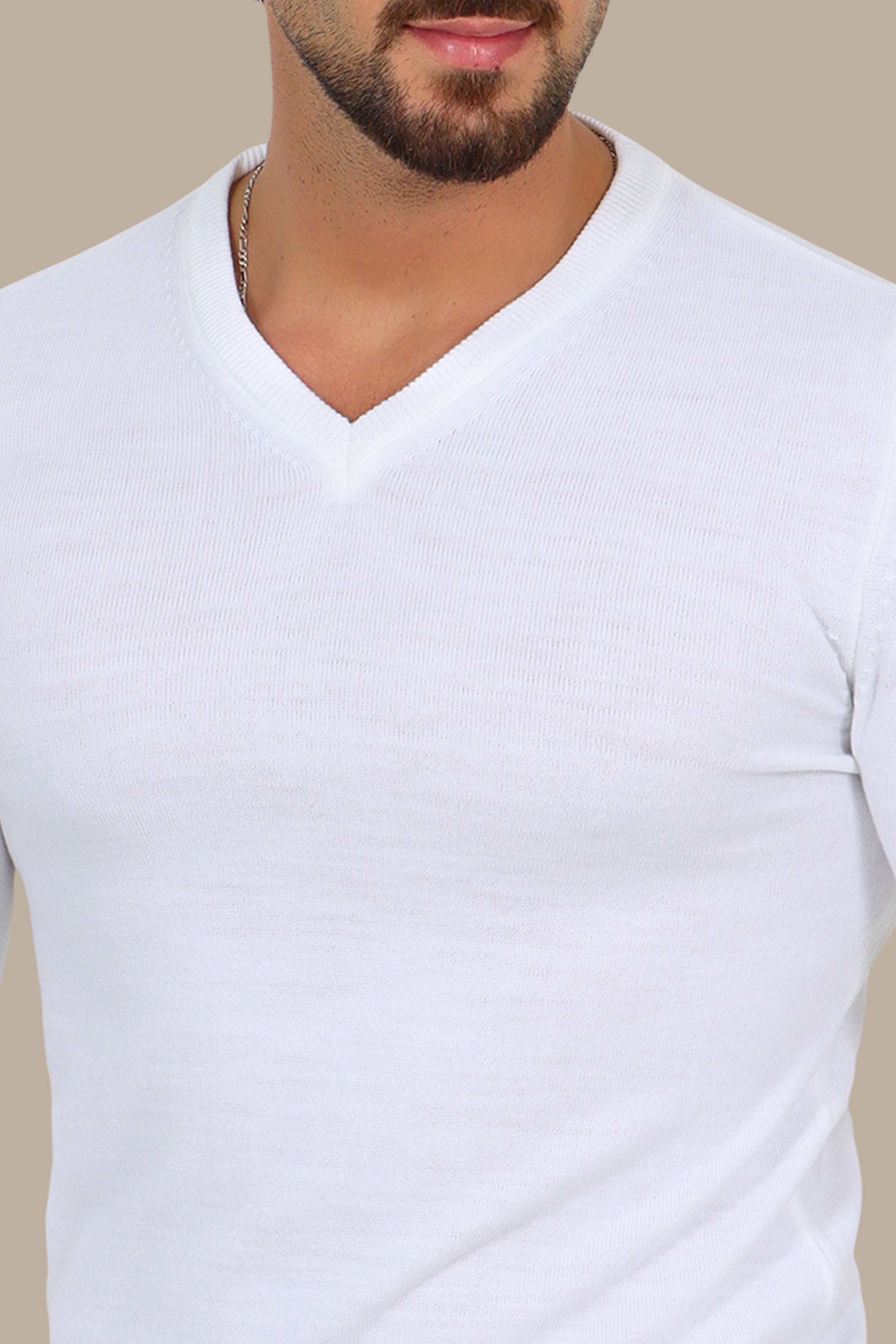 V-Neck Sweater Basic White