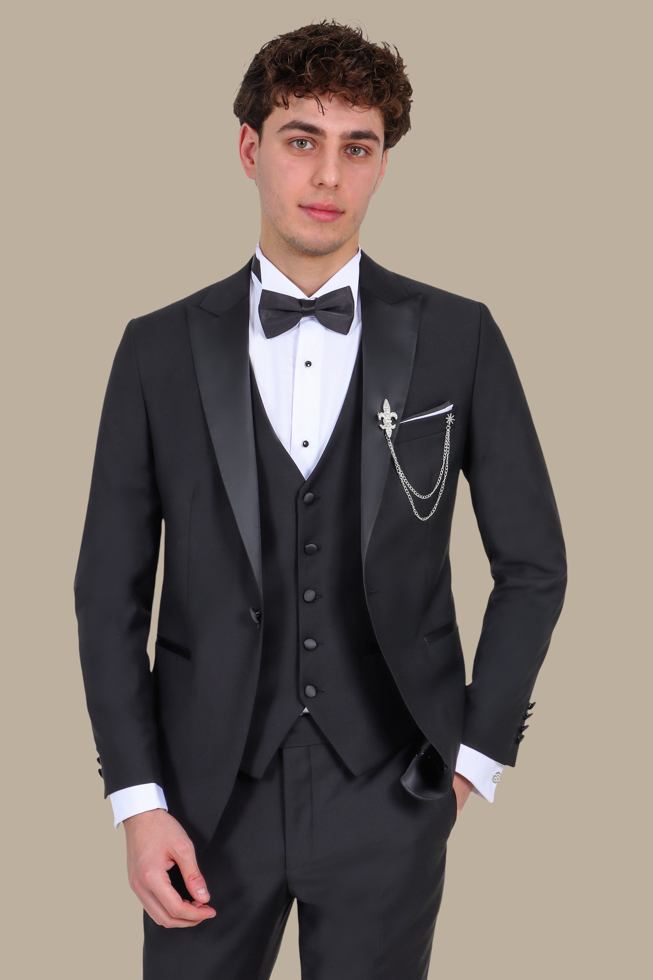 6 Pieces Tuxedo Peak Lapel Black