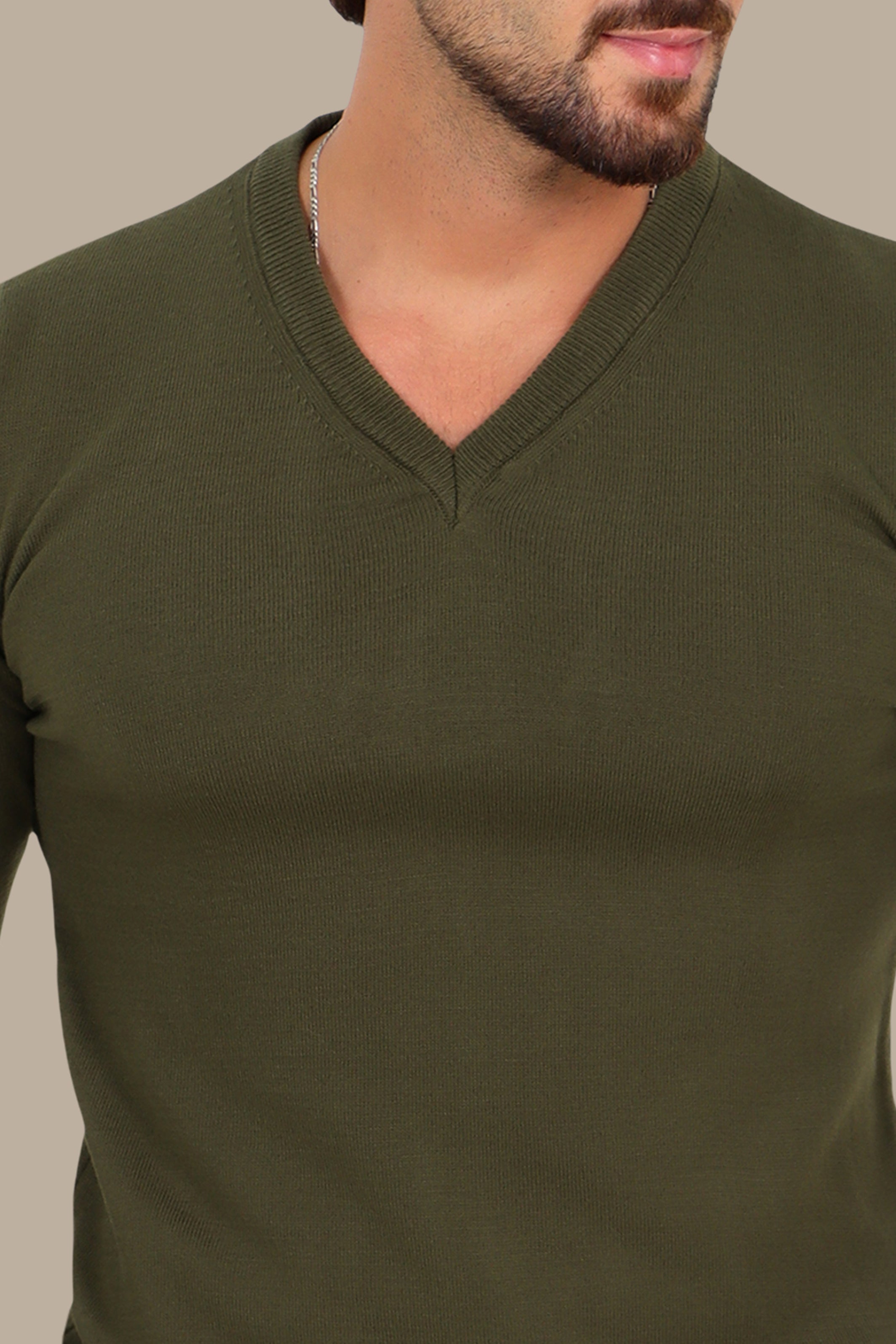 V-Neck Sweater Basic Khaki