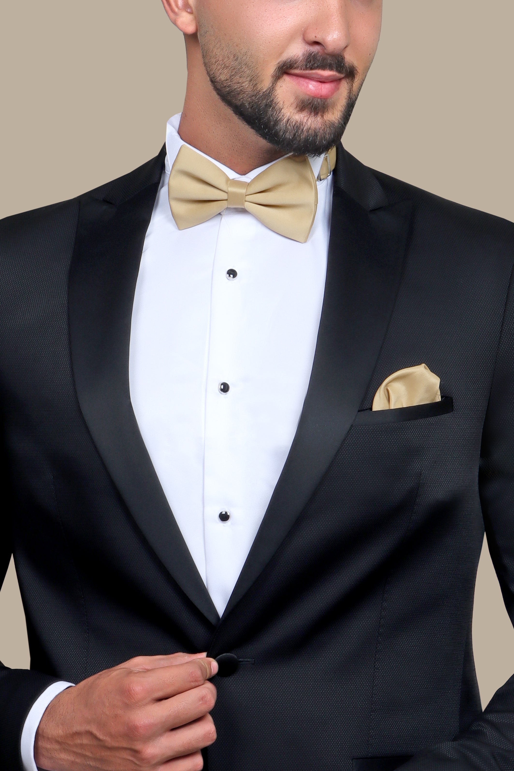 Black Pique Tuxedo with Peak Lapel