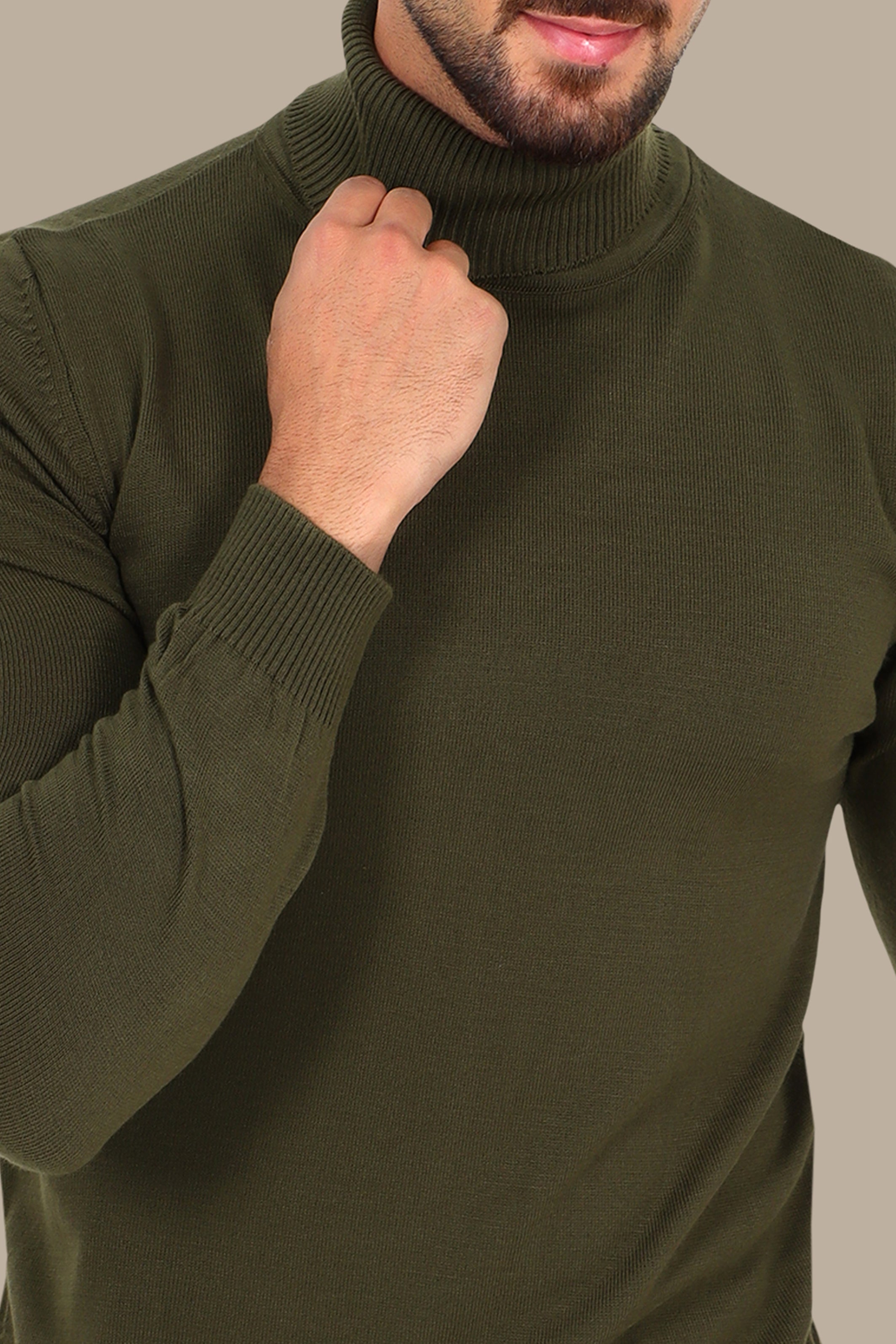 Turtleneck Sweater Basic Khaki