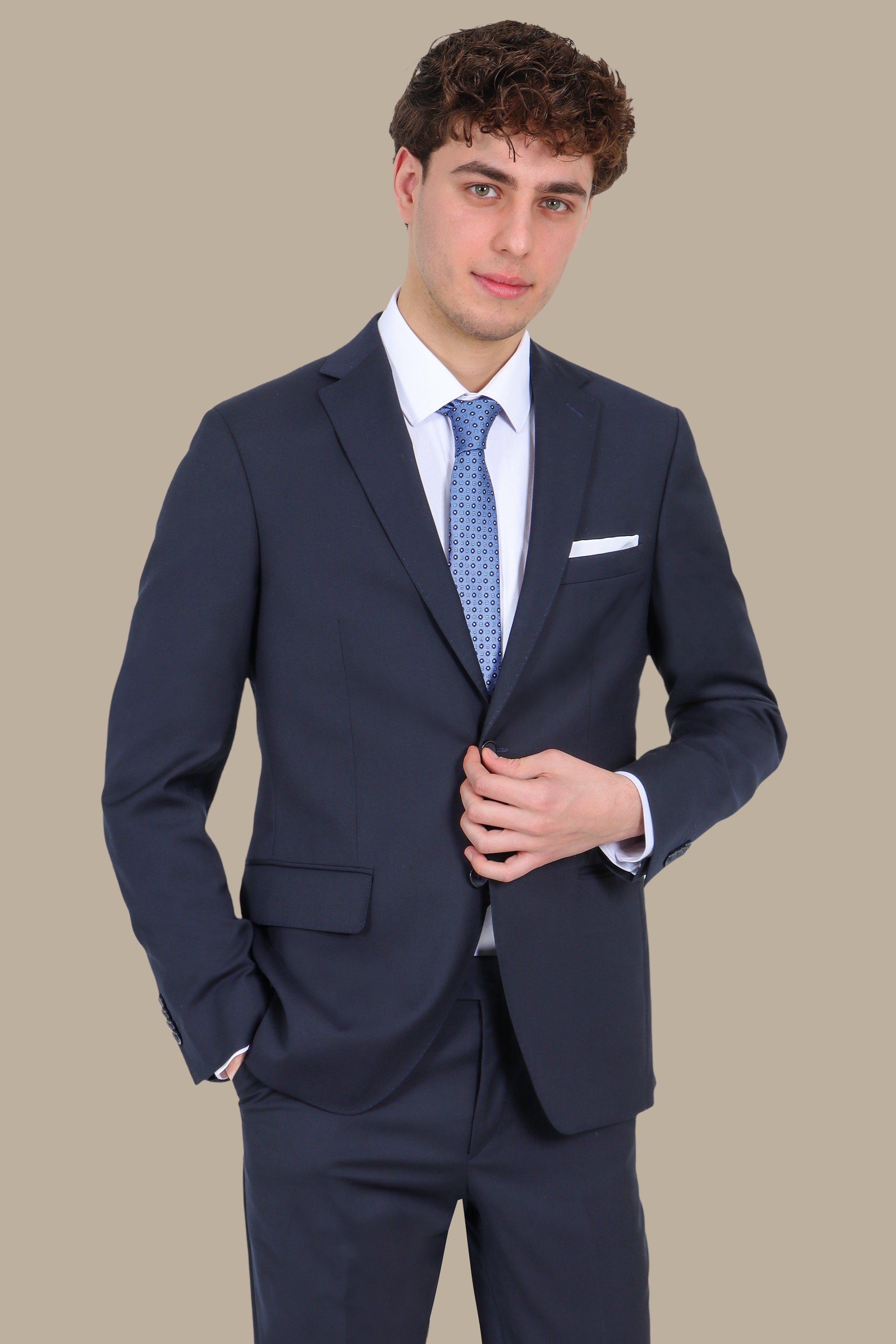 Basic Suit Notch Lapel Navy