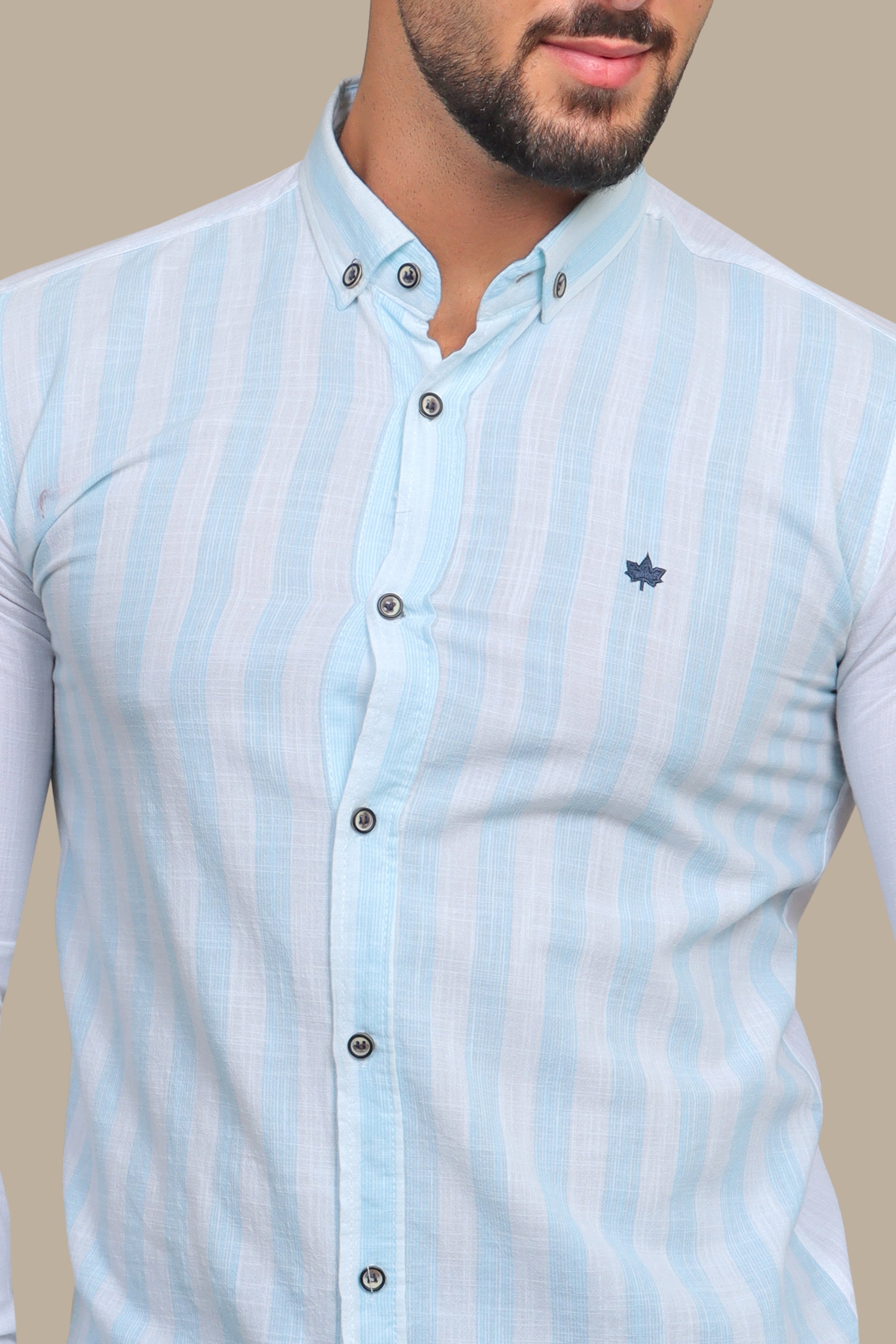 Aqua Linen Striped Shirt