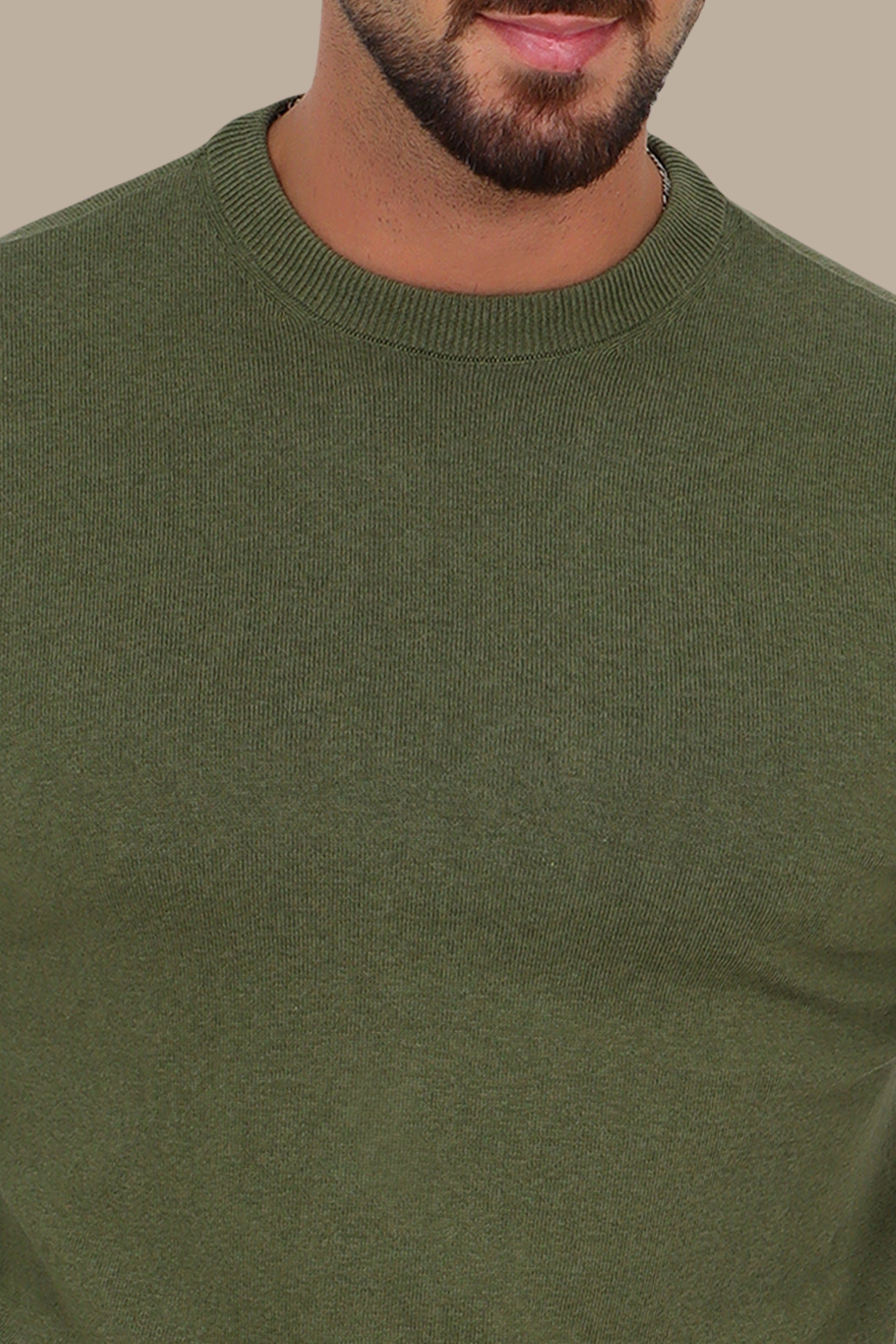 Khaki Round Neck Sweater