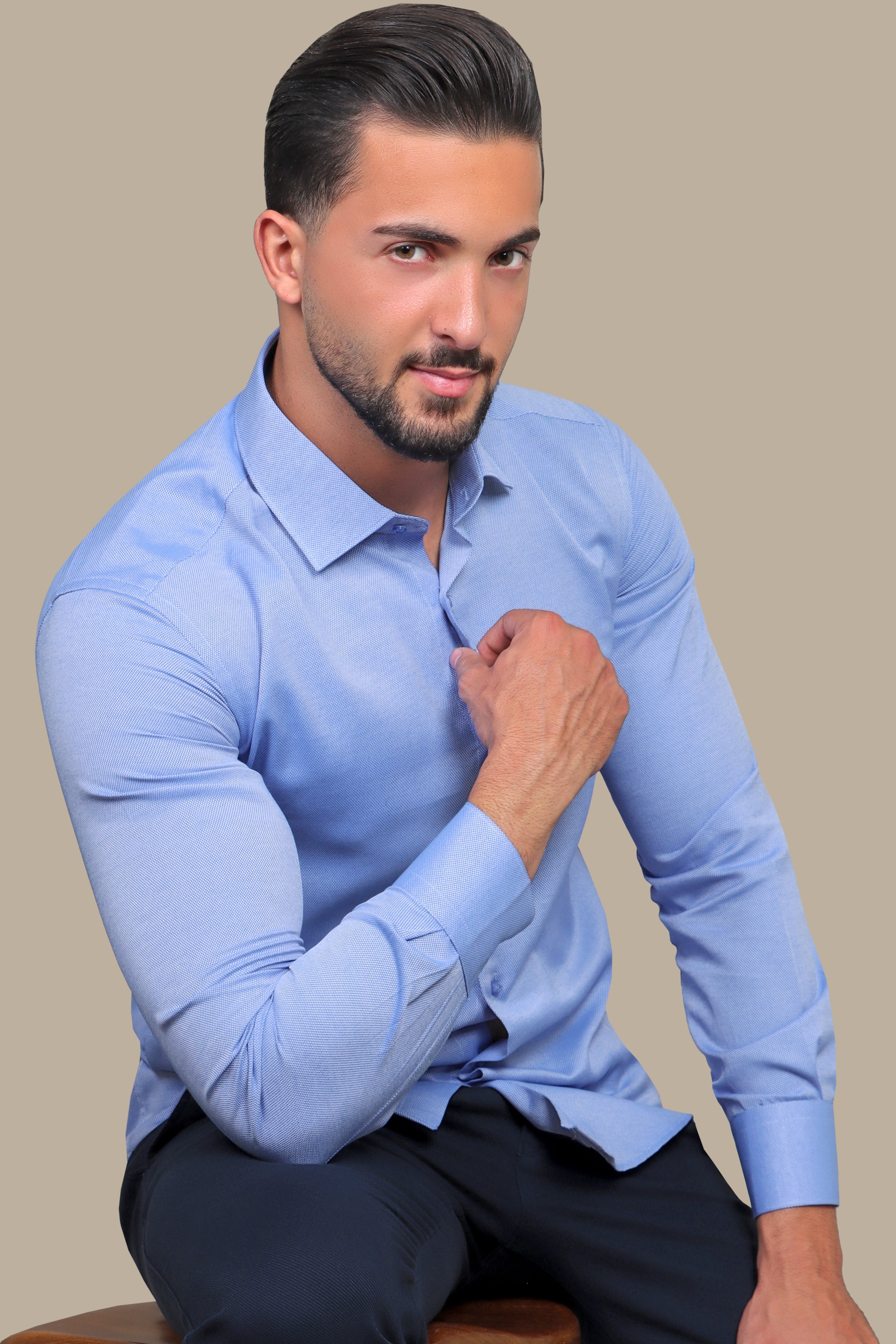 Dark Blue Oxford Slim Fit Shirt