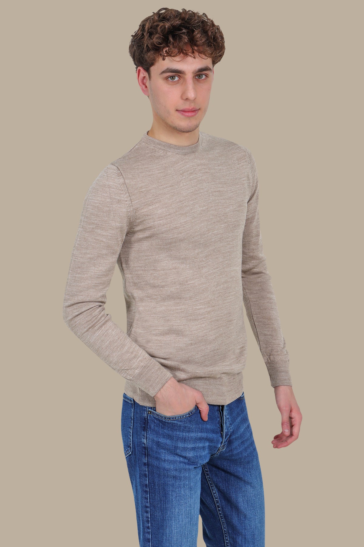 Beige Round Neck Sweater – Basic Essential