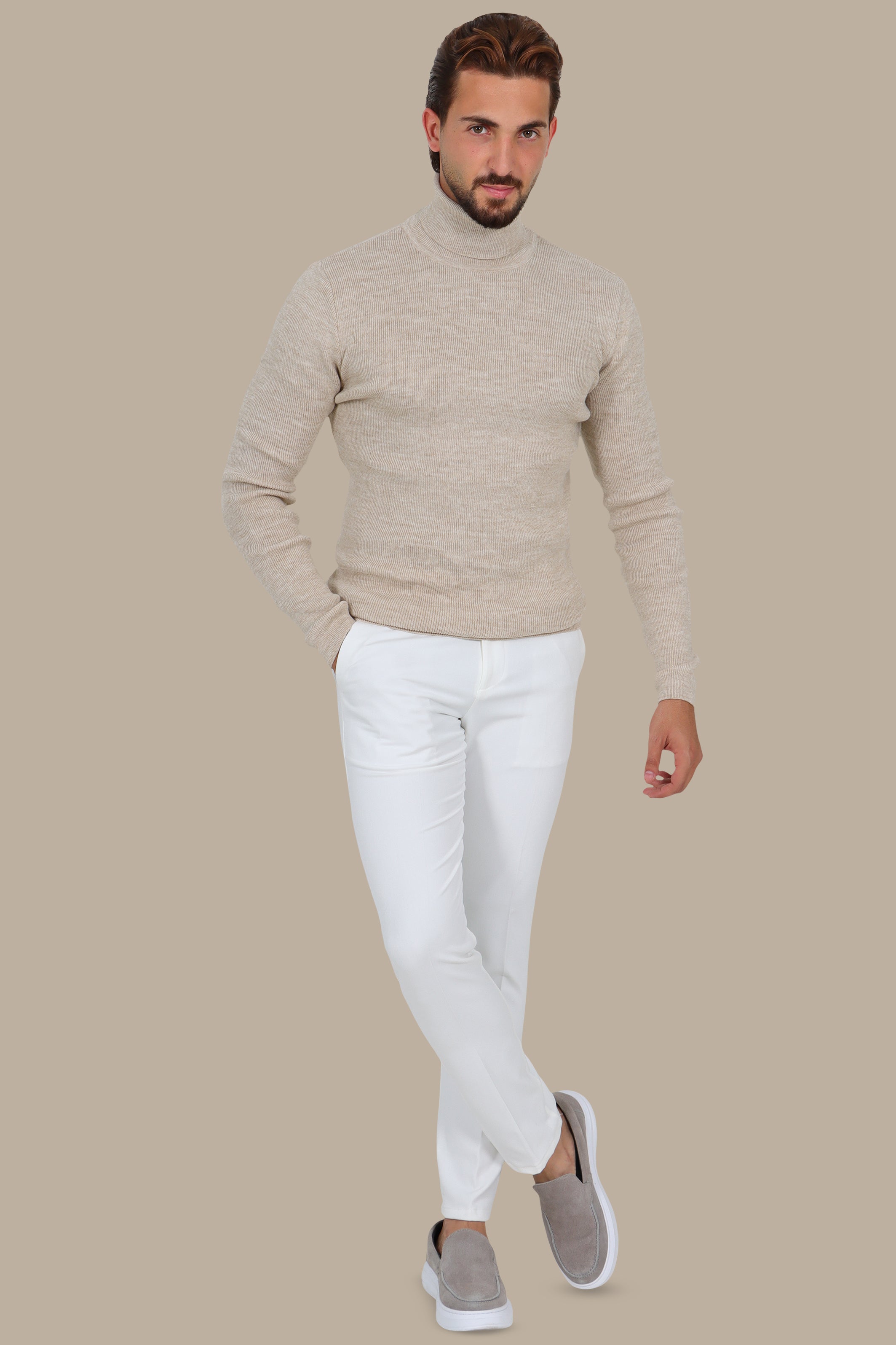 Beige Turtle Neck Sweater