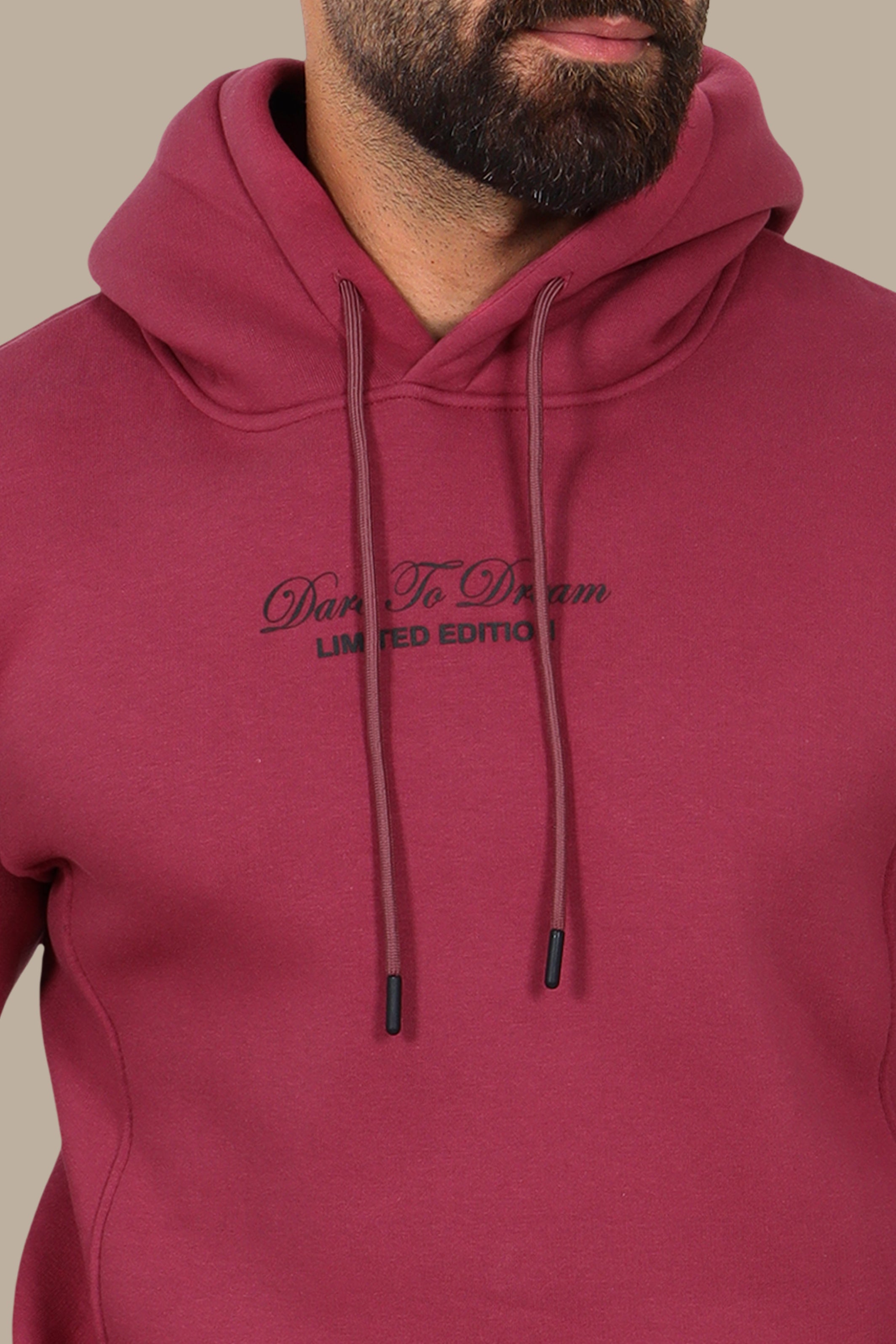 Dreamscape: Oversized Dark Pink Printed Hoodie