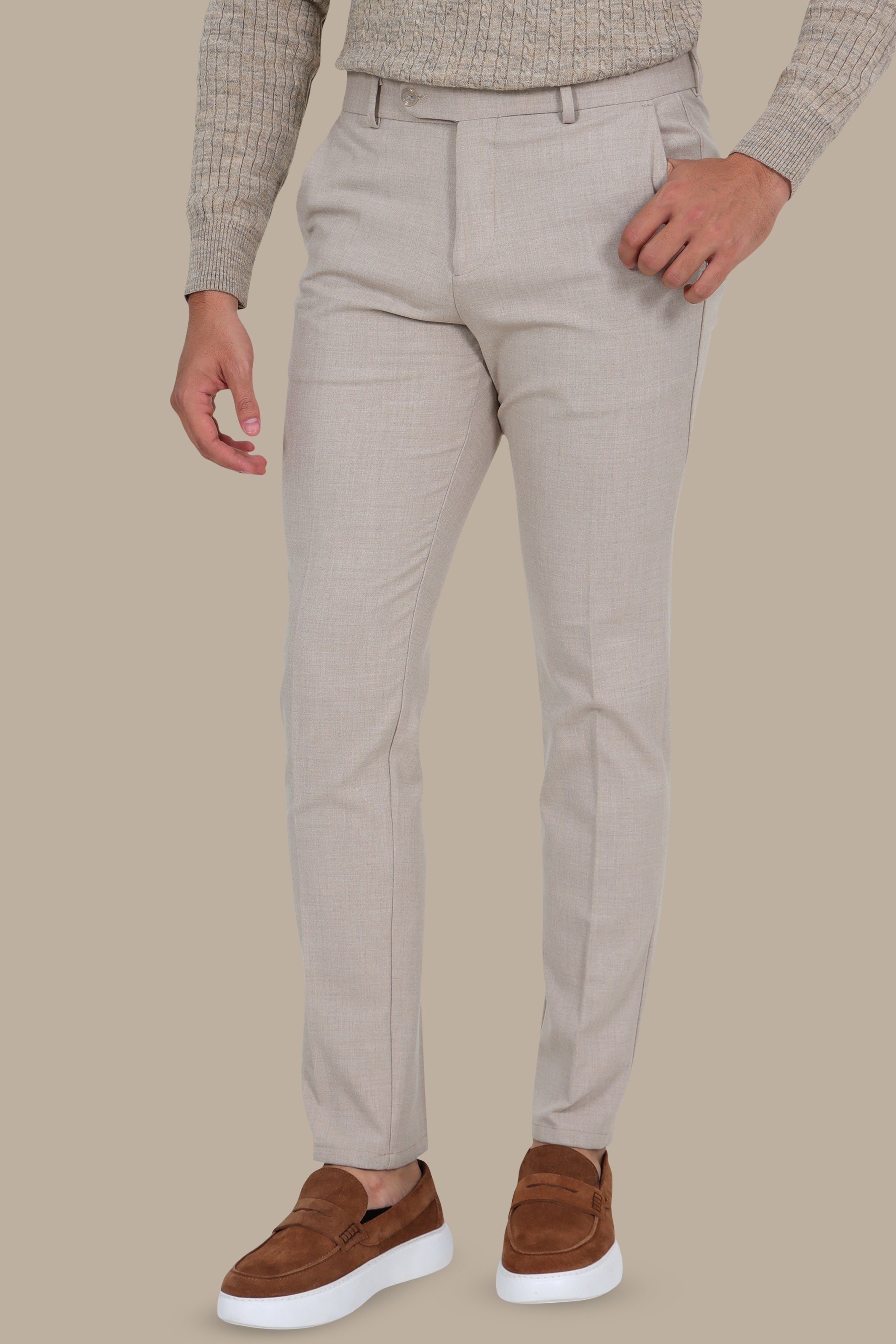 Classic Slim Fit Pant in Beige