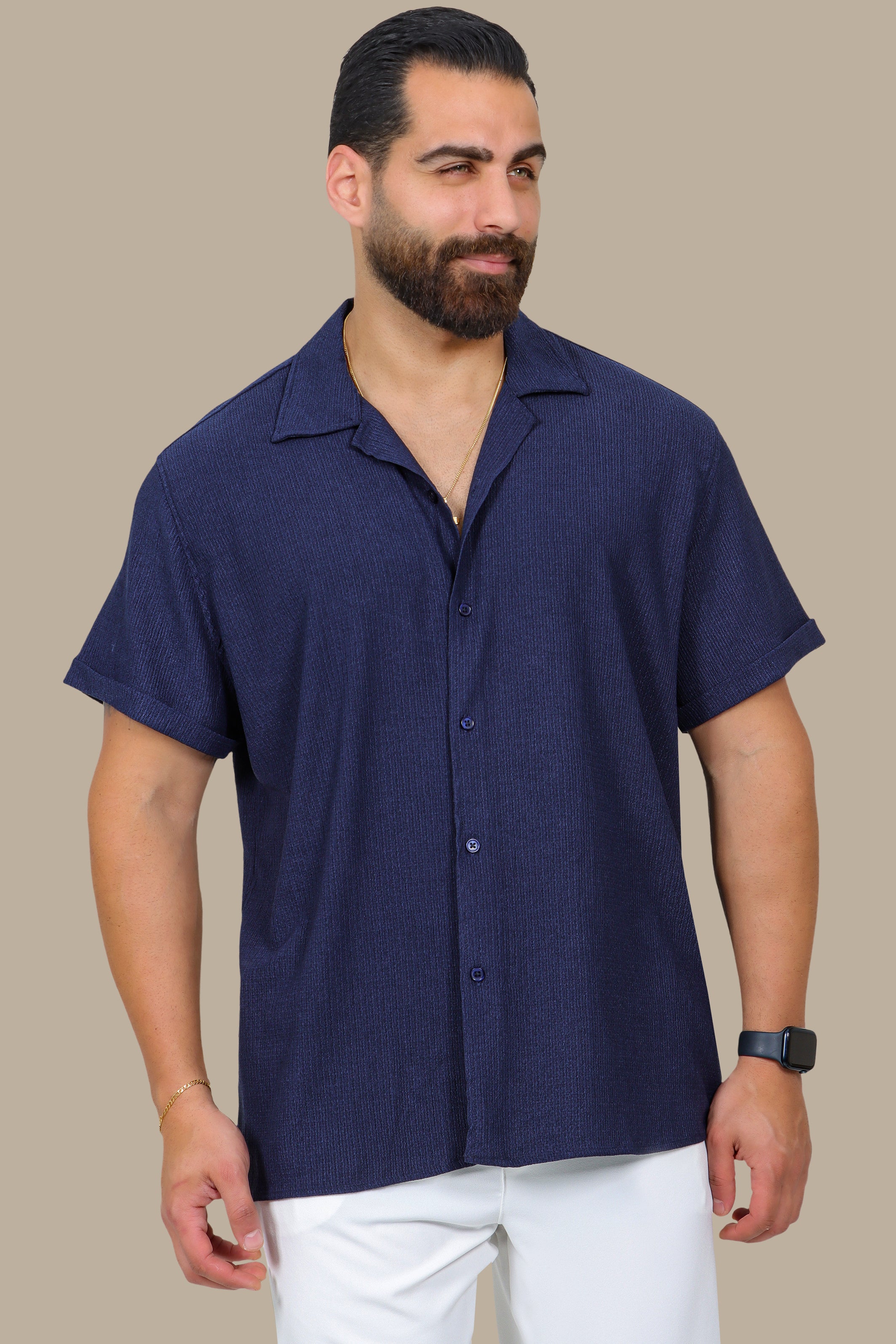 Kendall Classic: Short-Sleeve Regular Fit Shirt in Navy