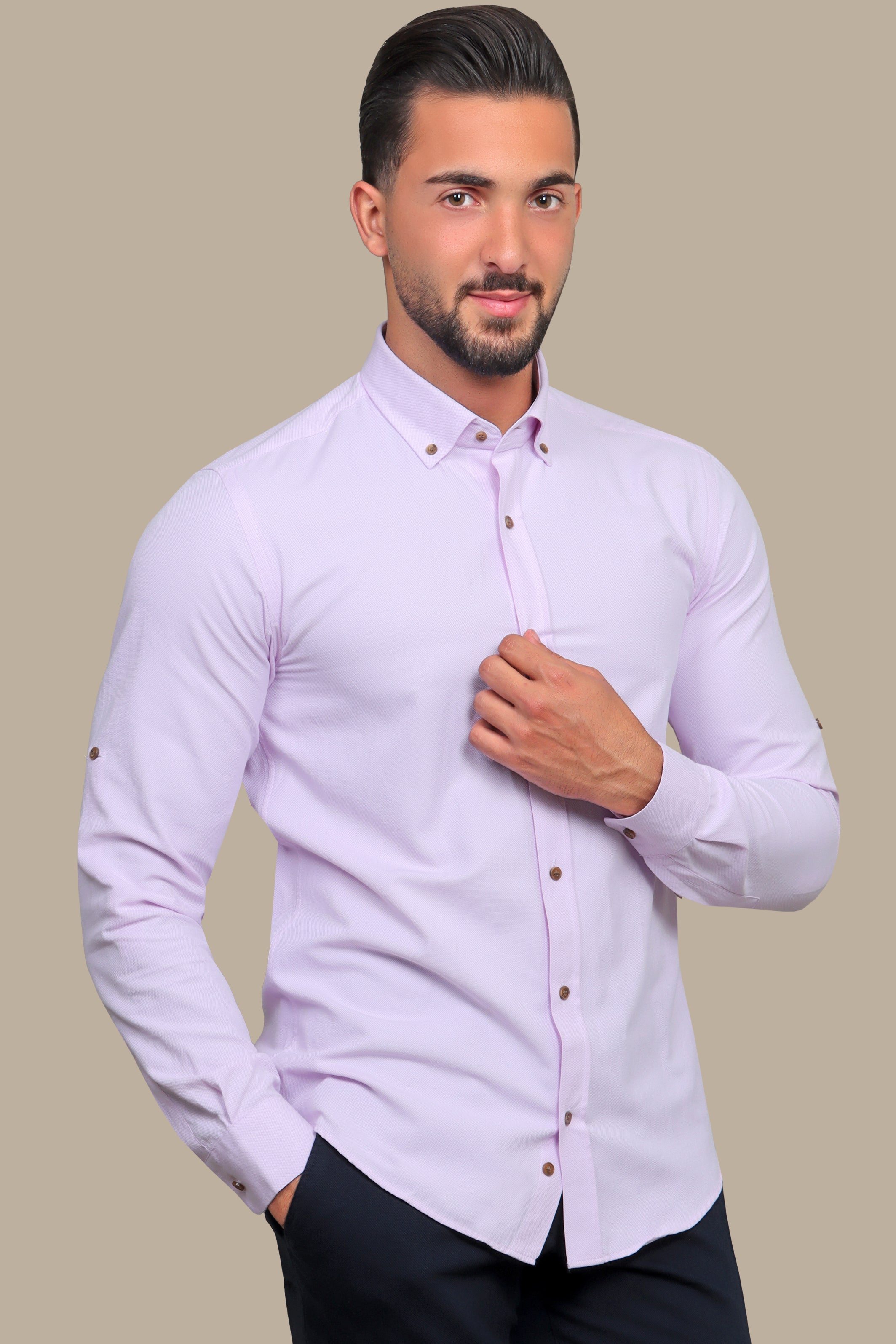 Elegant Rose: Men's Pink Oxford Casual Shirt