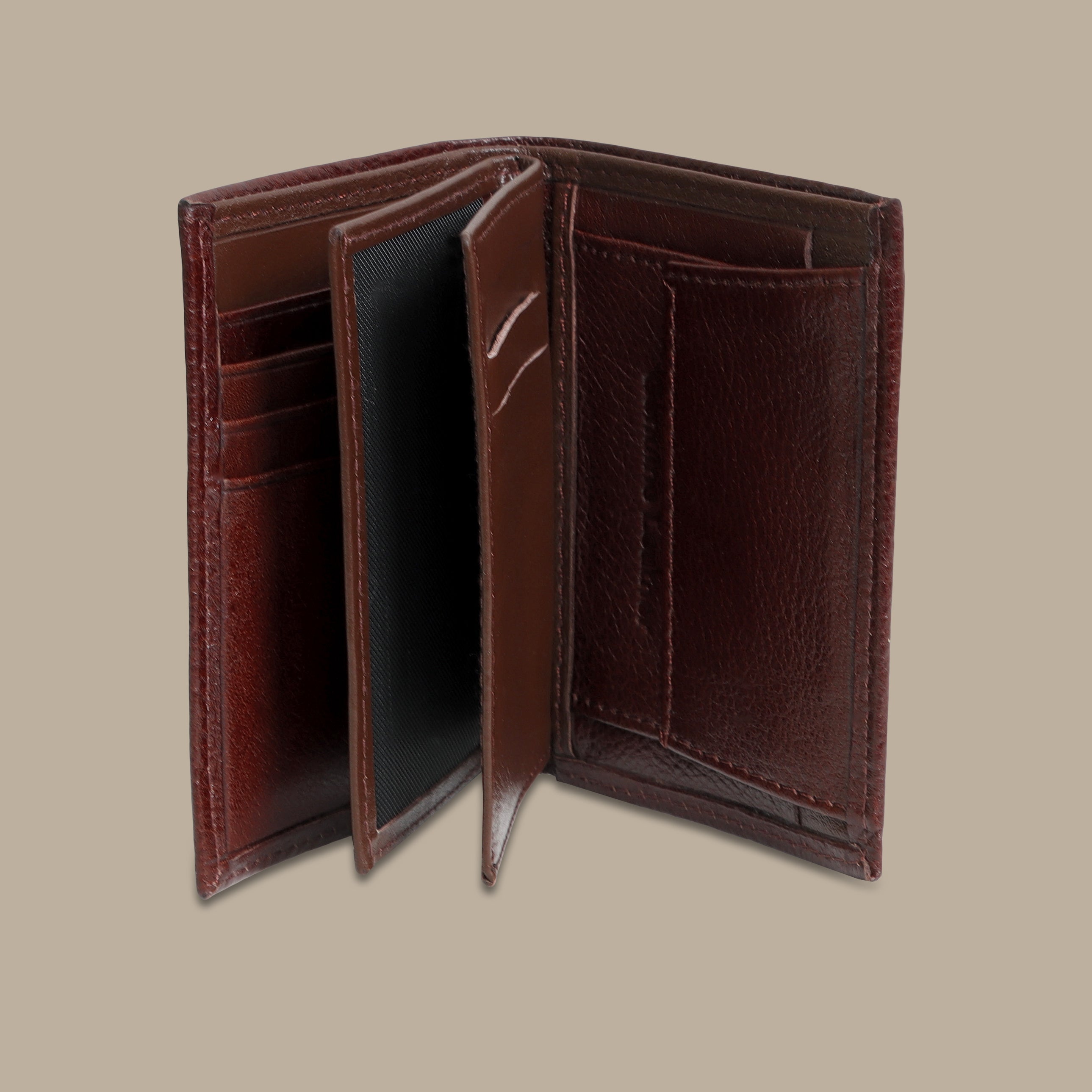 Classic Craftsmanship: Brown Structured Card Wallet