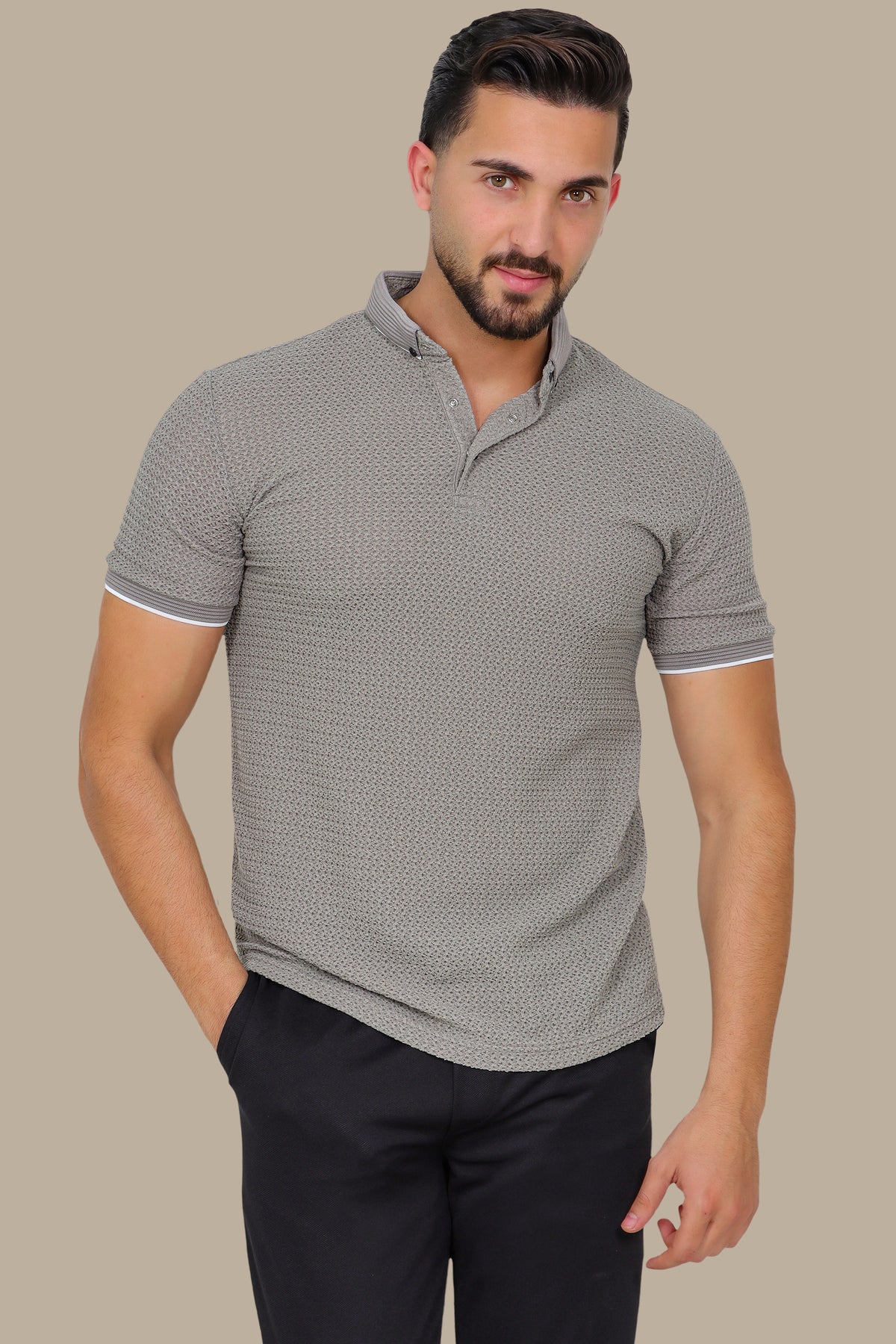 Olive Breathable Fabric Short Sleeve Polo