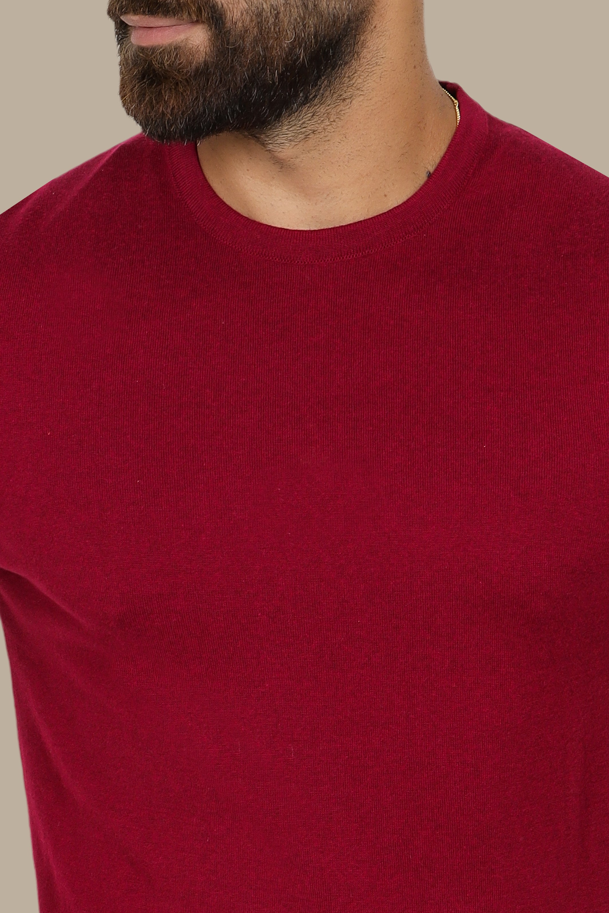 Burgundy Round Neck Basic Sweater