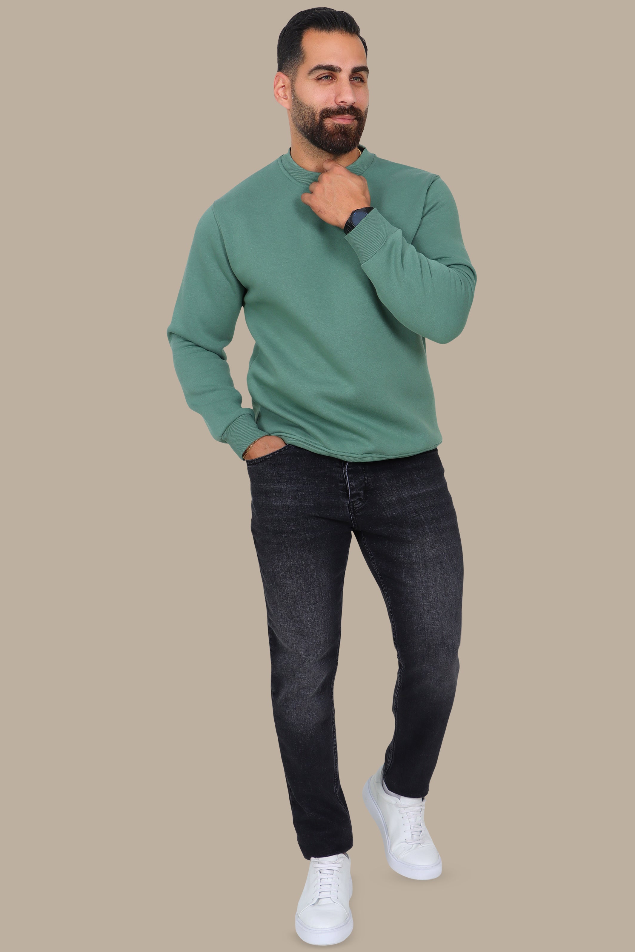 Oversized Aqua Sweatshirt in Soft Basic Finish